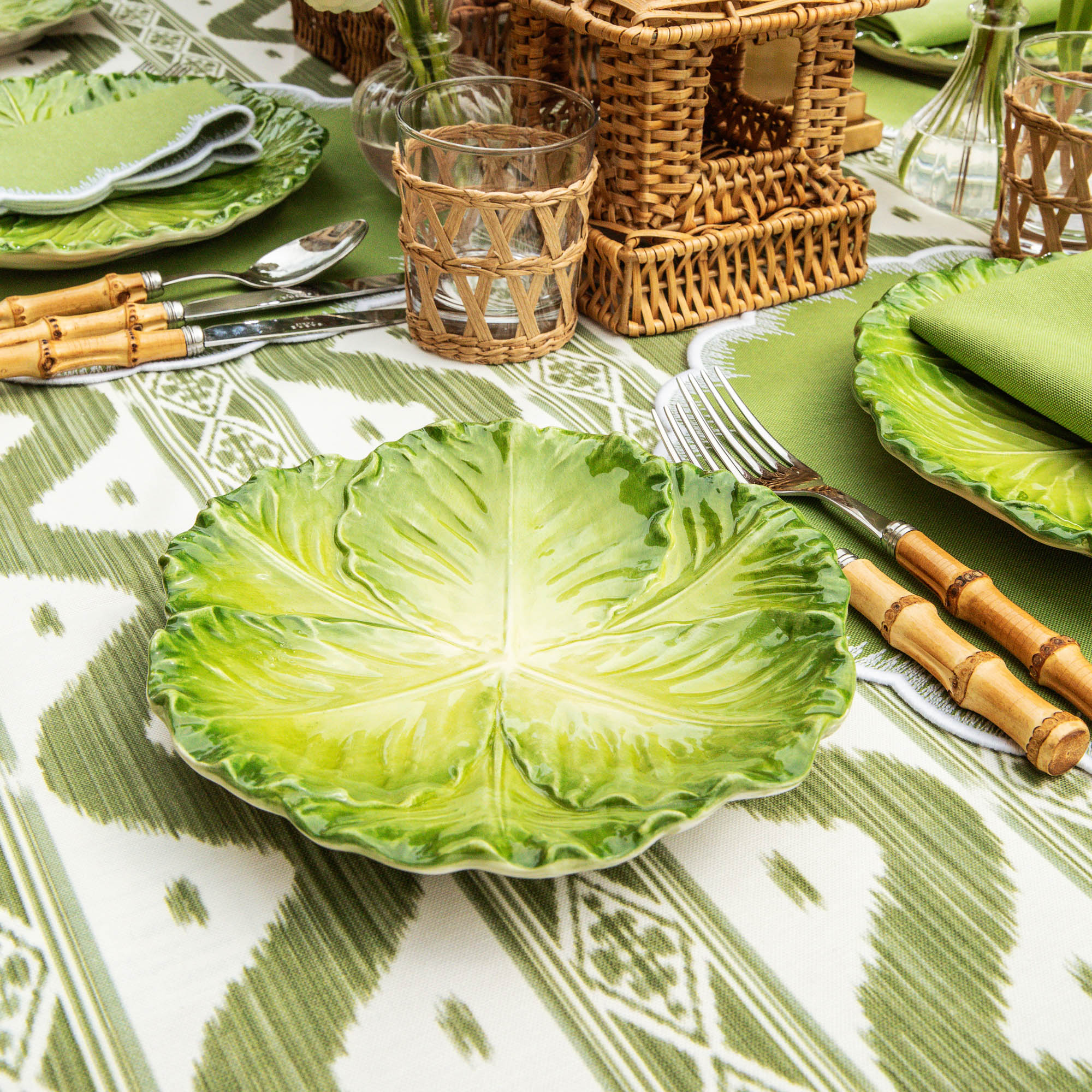 Green Serena Cabbage Starter Plates (Set of 4)