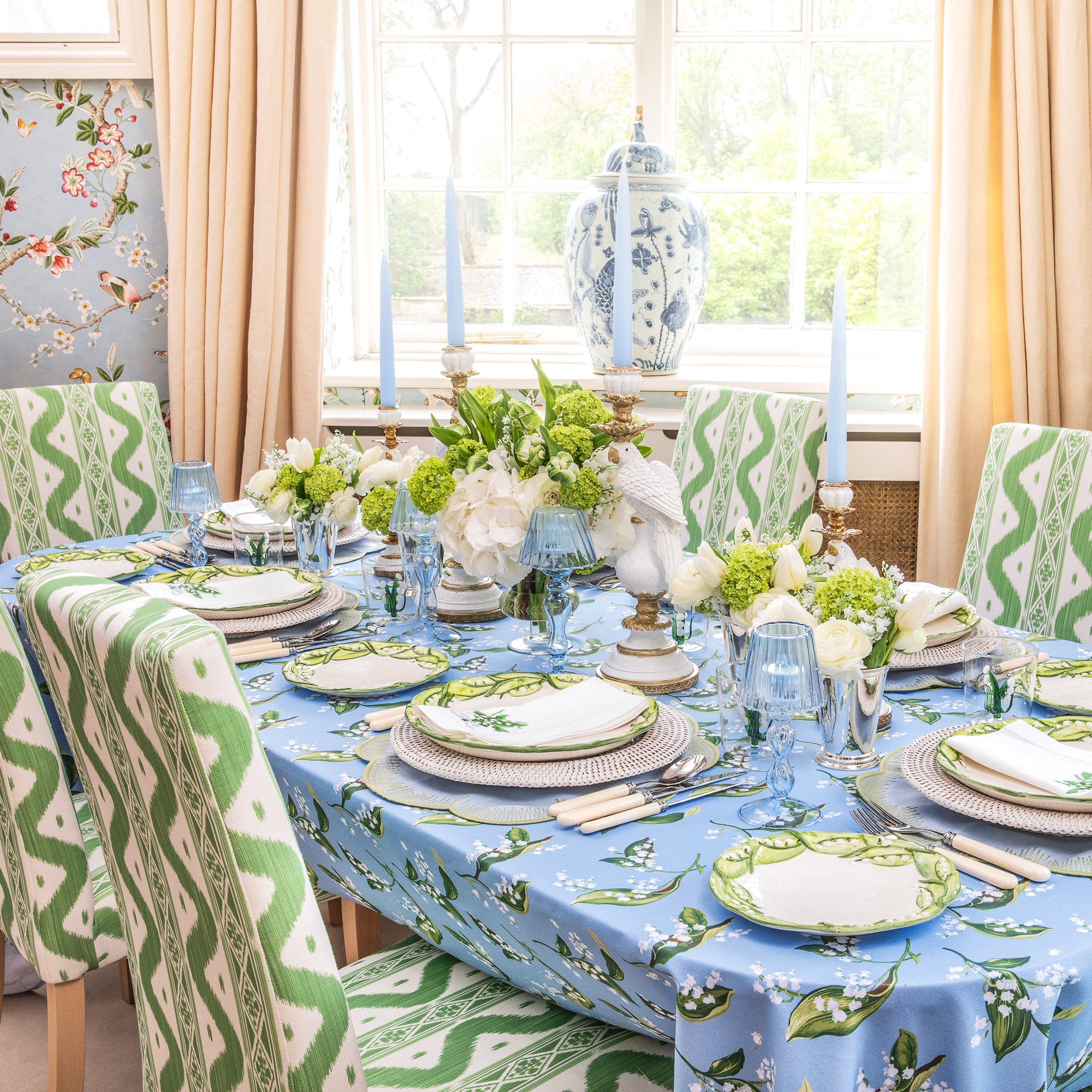 Blue Glass Lantern Tea Light Holders (Pair) - 24cm