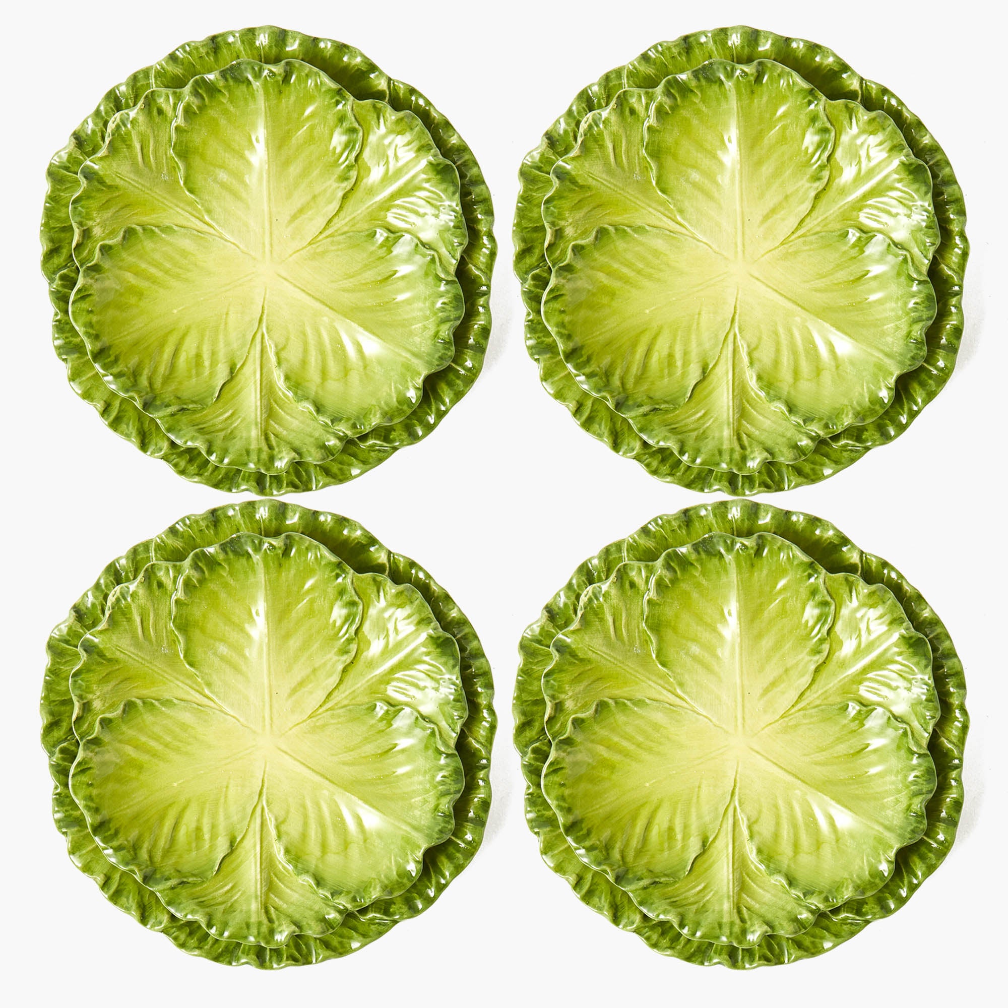 Serena Green Cabbage Dinner & Starter Plates (Set of 8)