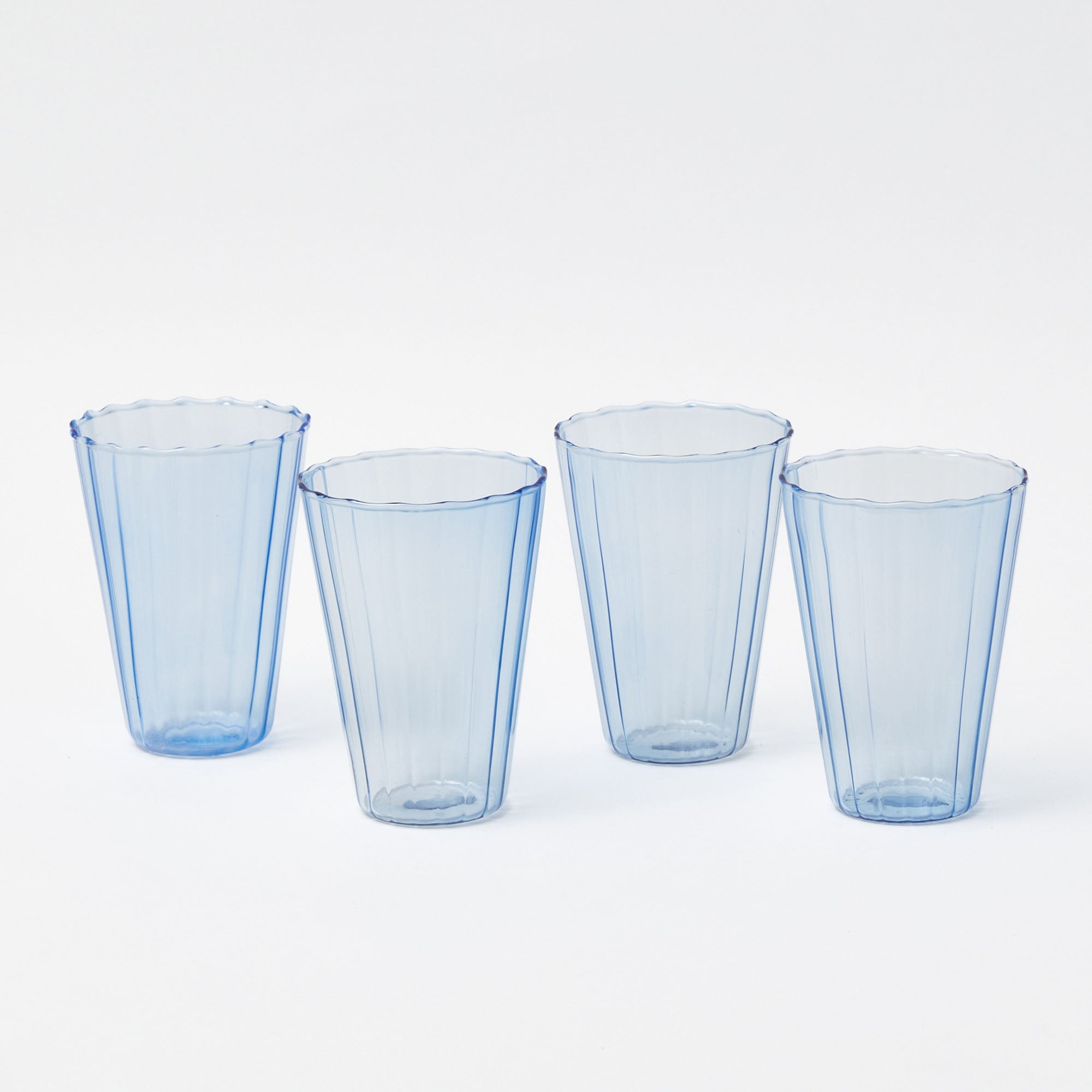 Blue Fluted Water Glasses (Set of 4)