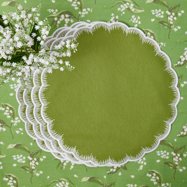 Apple Green Isabella Round Placemats (Set of 4)