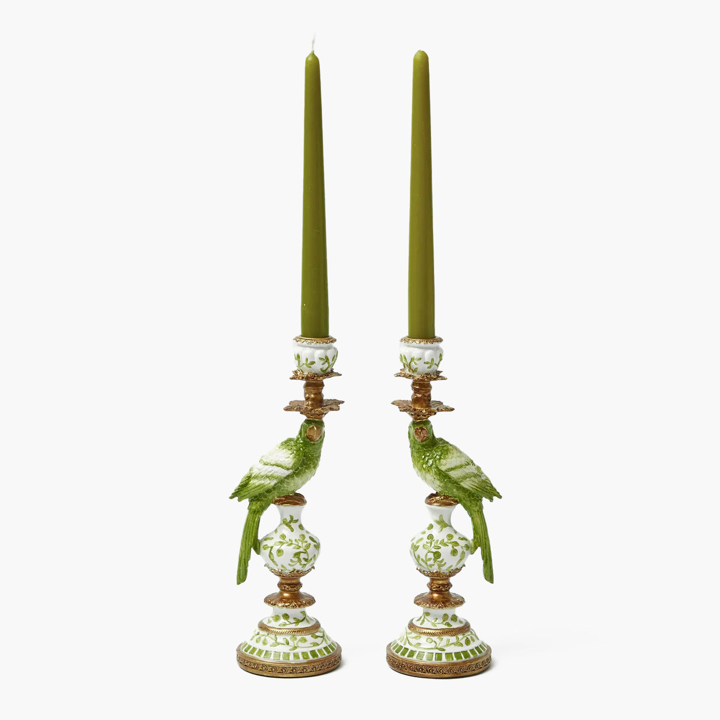 Small Green Parrot Candle Holders (Pair)