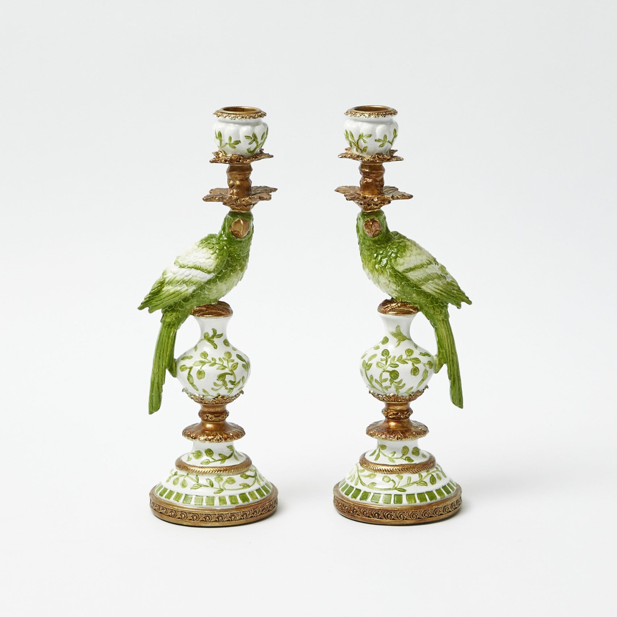 Small Green Parrot Candle Holders (Pair)