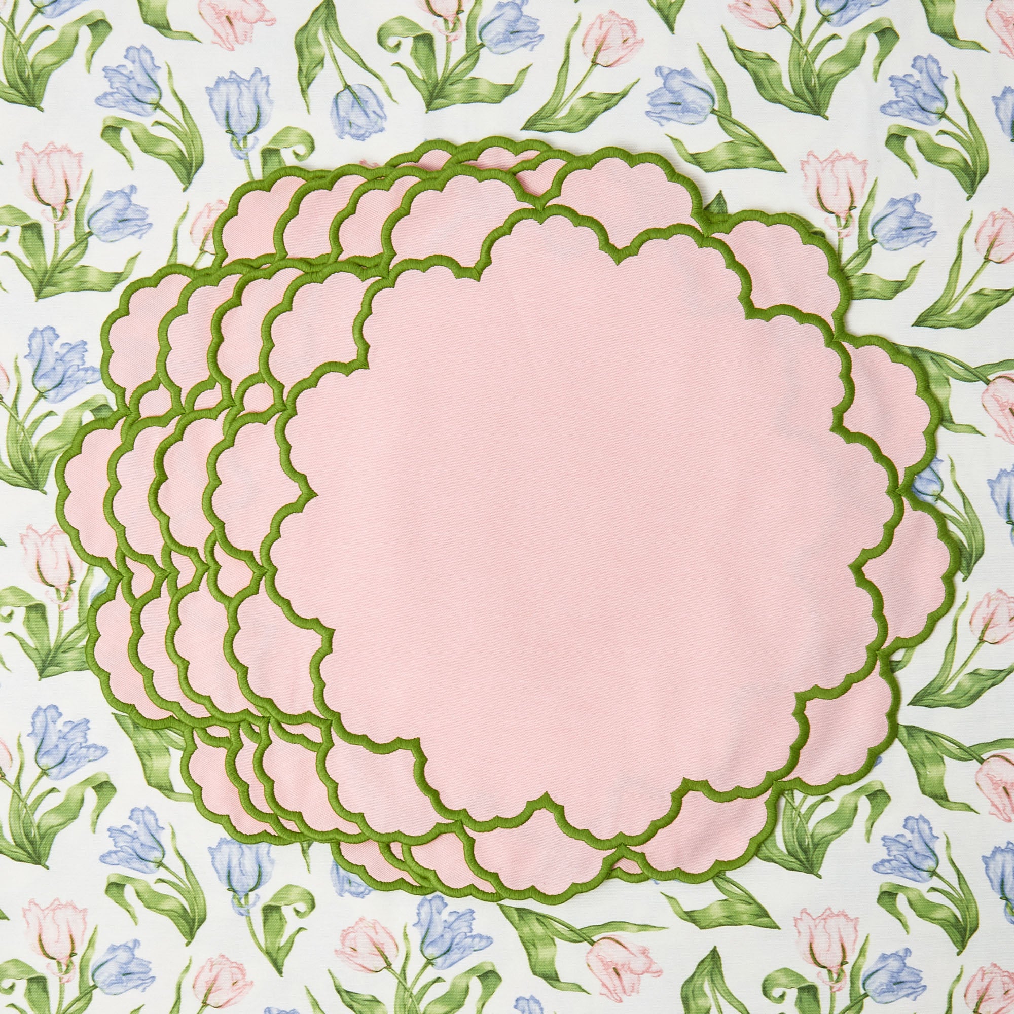 Lily Pink & Green Placemats & Napkins (Set of 4)