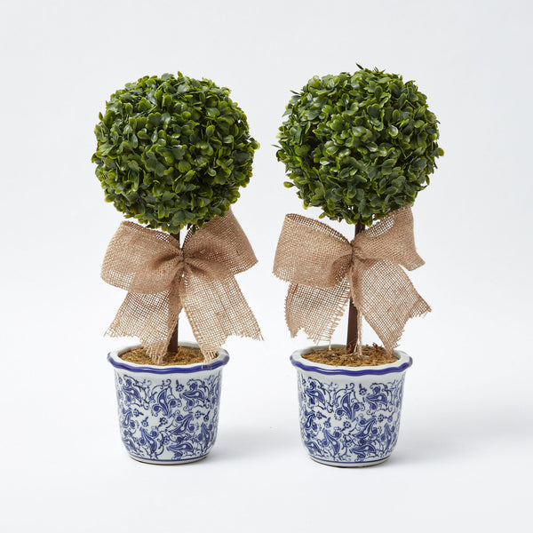 Chinoiserie Faux Potted Boxwood Tree (Pair)