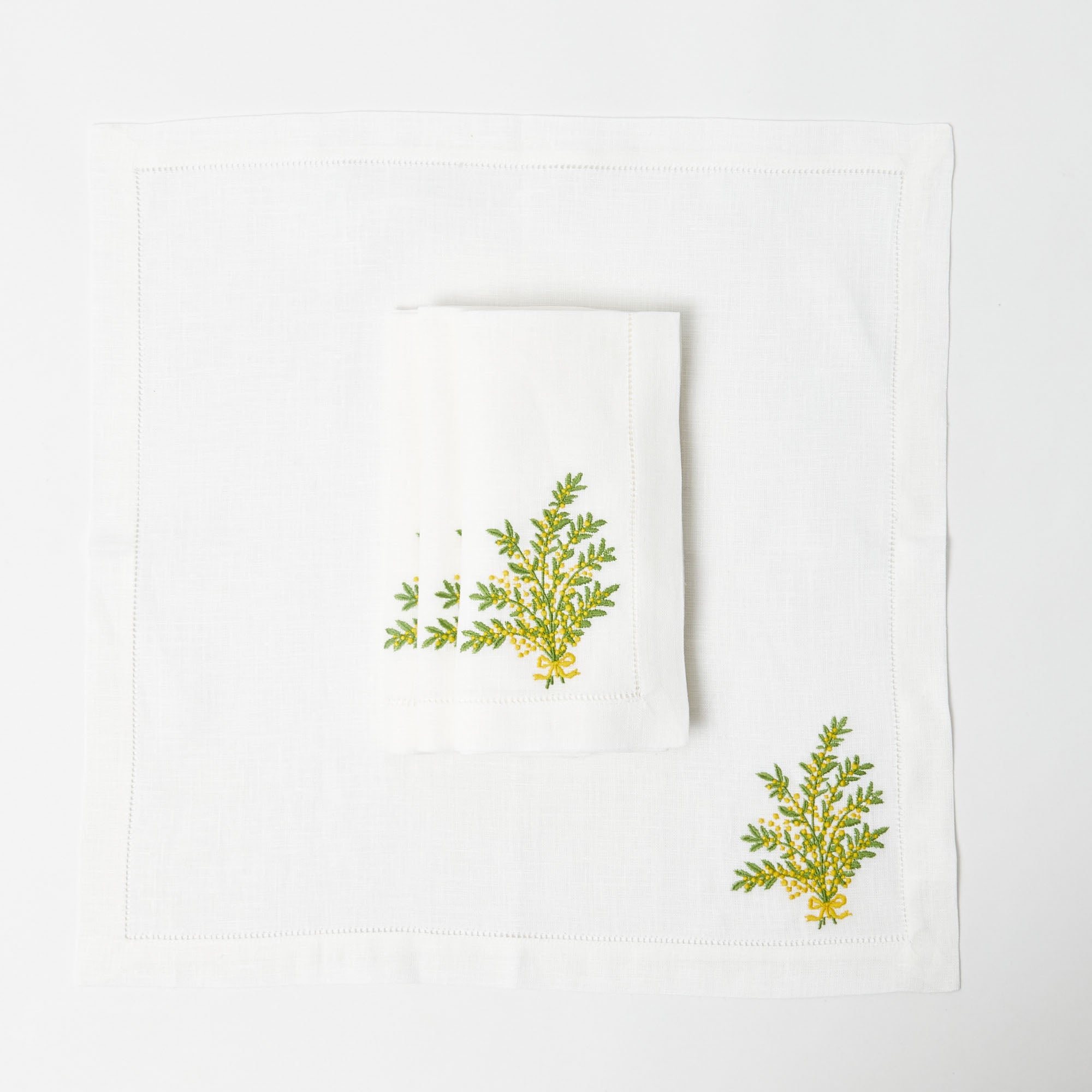 Mimosa White Linen Napkins (Set of 4)