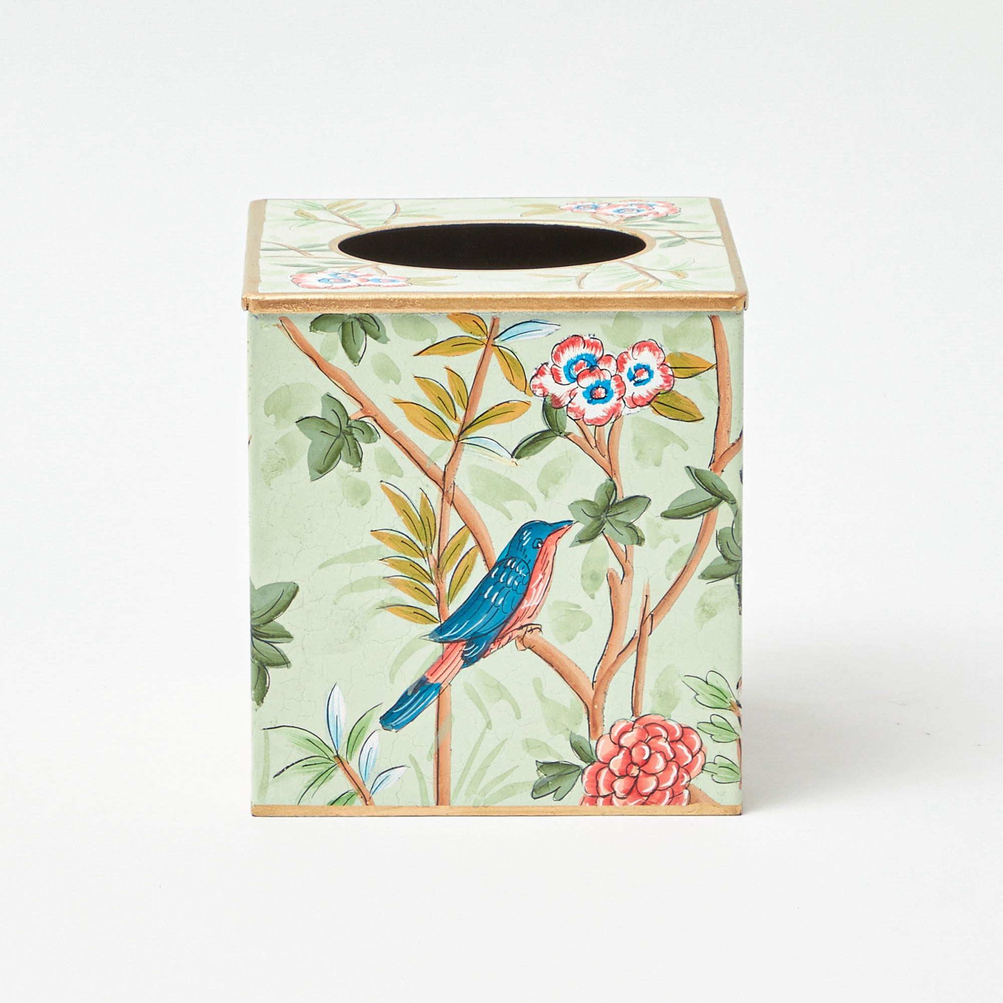 Green Chinoiserie Tole Tissue Box