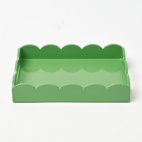 Small Green Lacquer Scalloped Tray