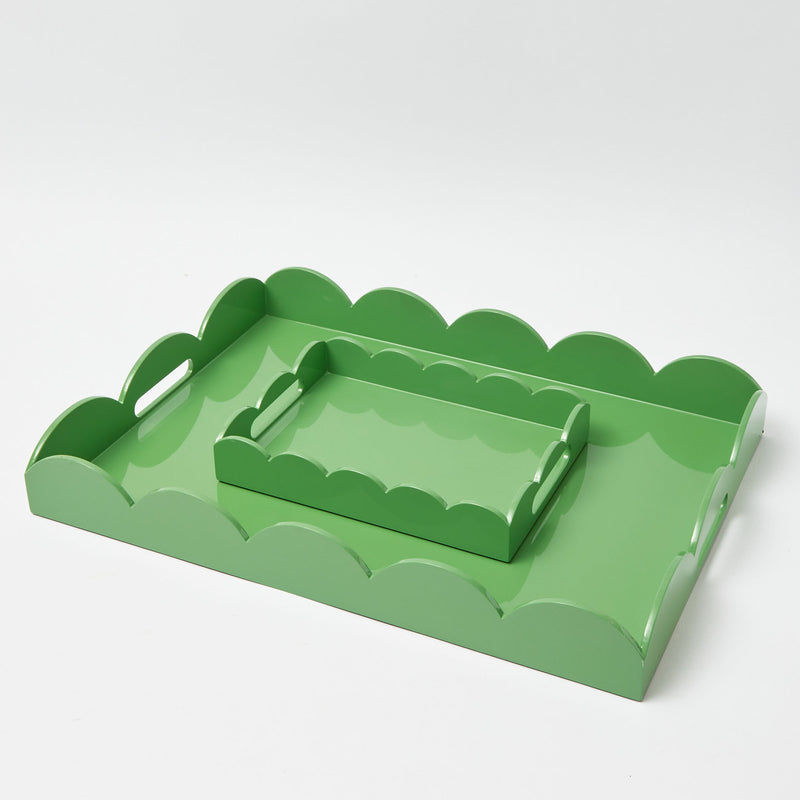Small Green Lacquer Scalloped Tray
