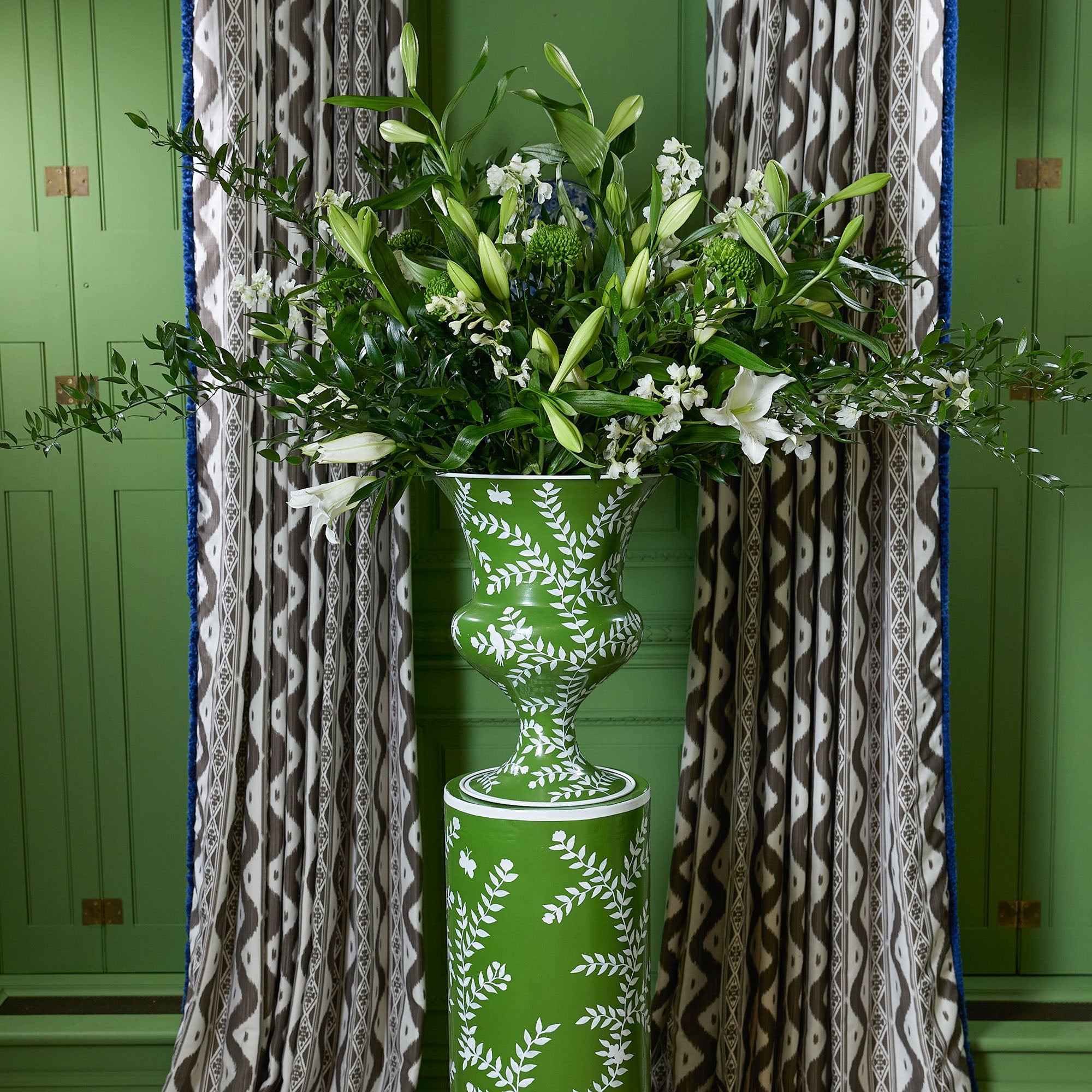 Emmeline Green Floral Urn