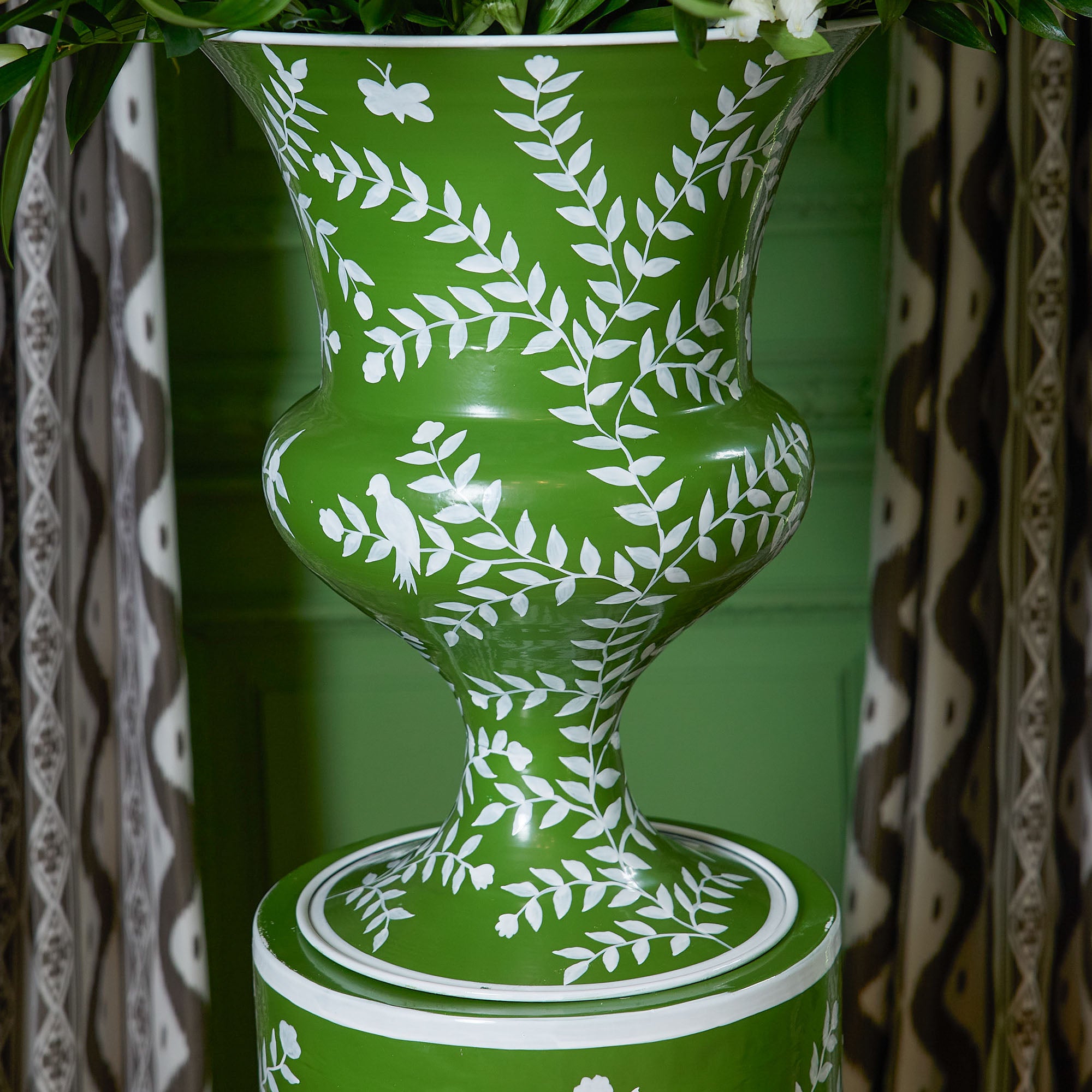 Emmeline Green Floral Urn
