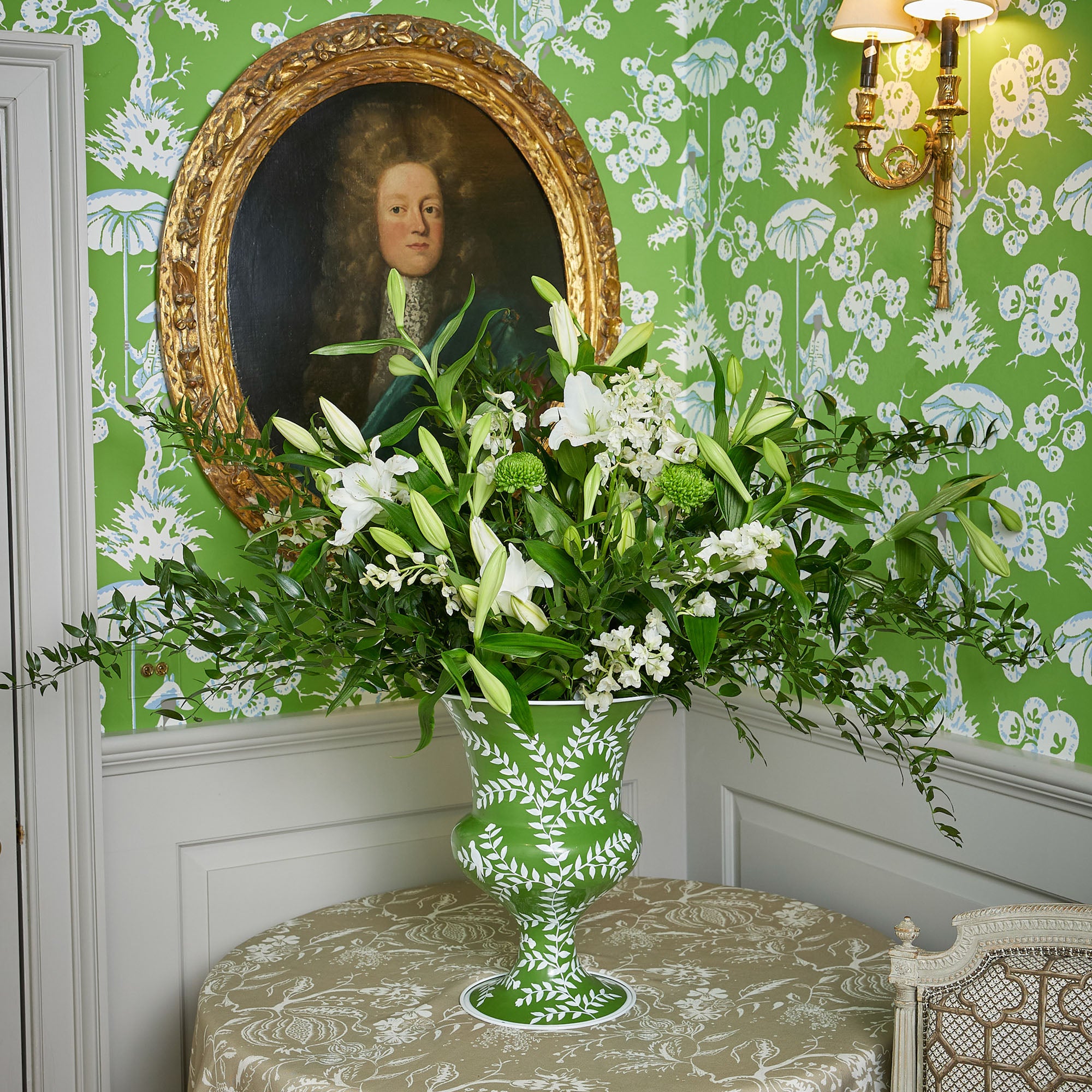 Emmeline Green Floral Urn