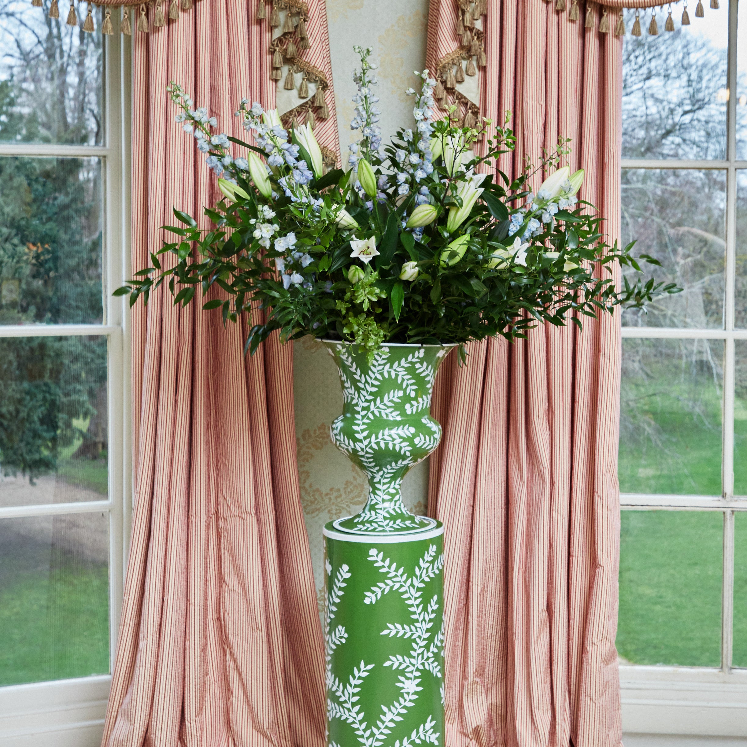 Emmeline Green Floral Urn