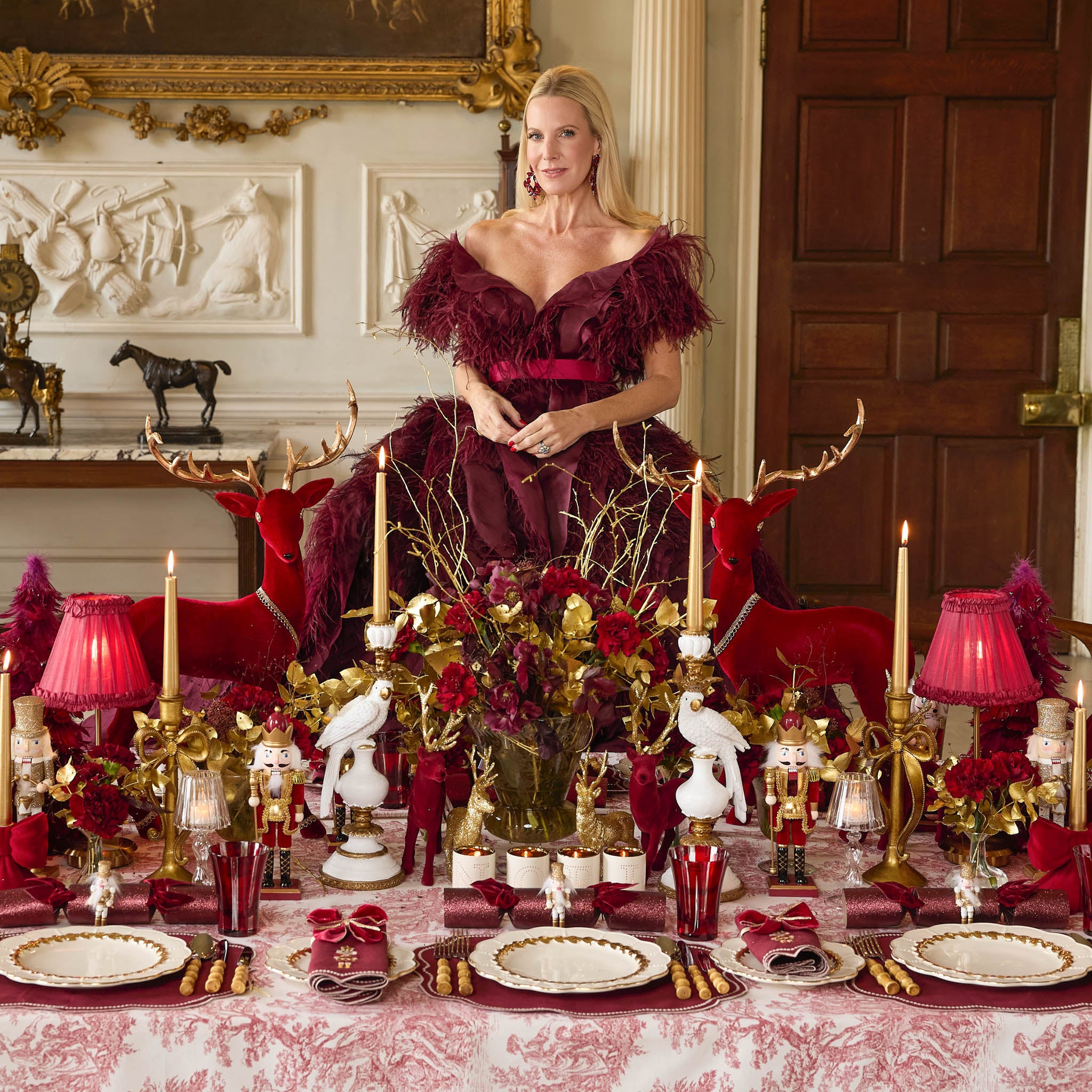 Tall Rechargeable Lamp with Burgundy Frilled Silk Shade (18cm)