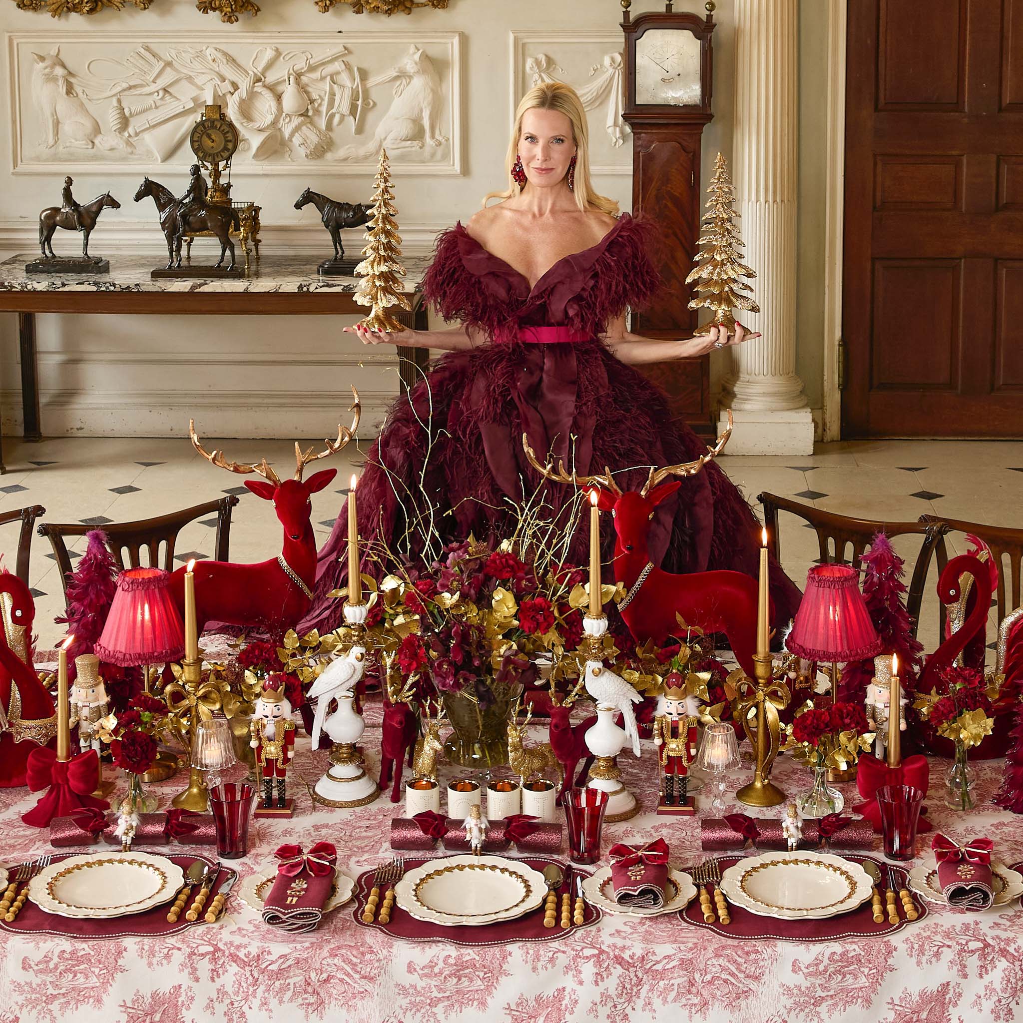 Burgundy Glitter Crackers With Merlot Velvet Bows (Set of 6)