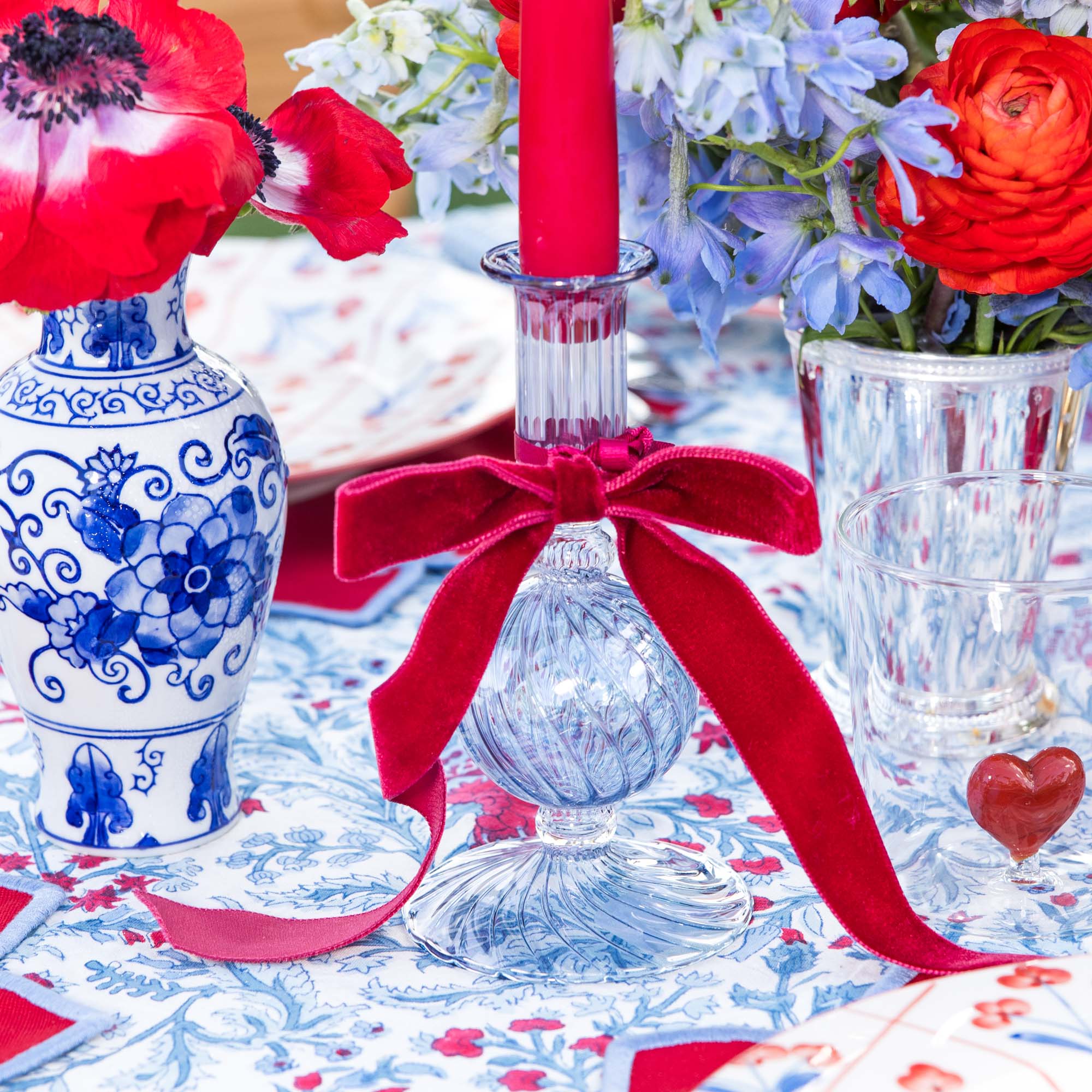 Small Camille Azure Candle Holders (Pair)