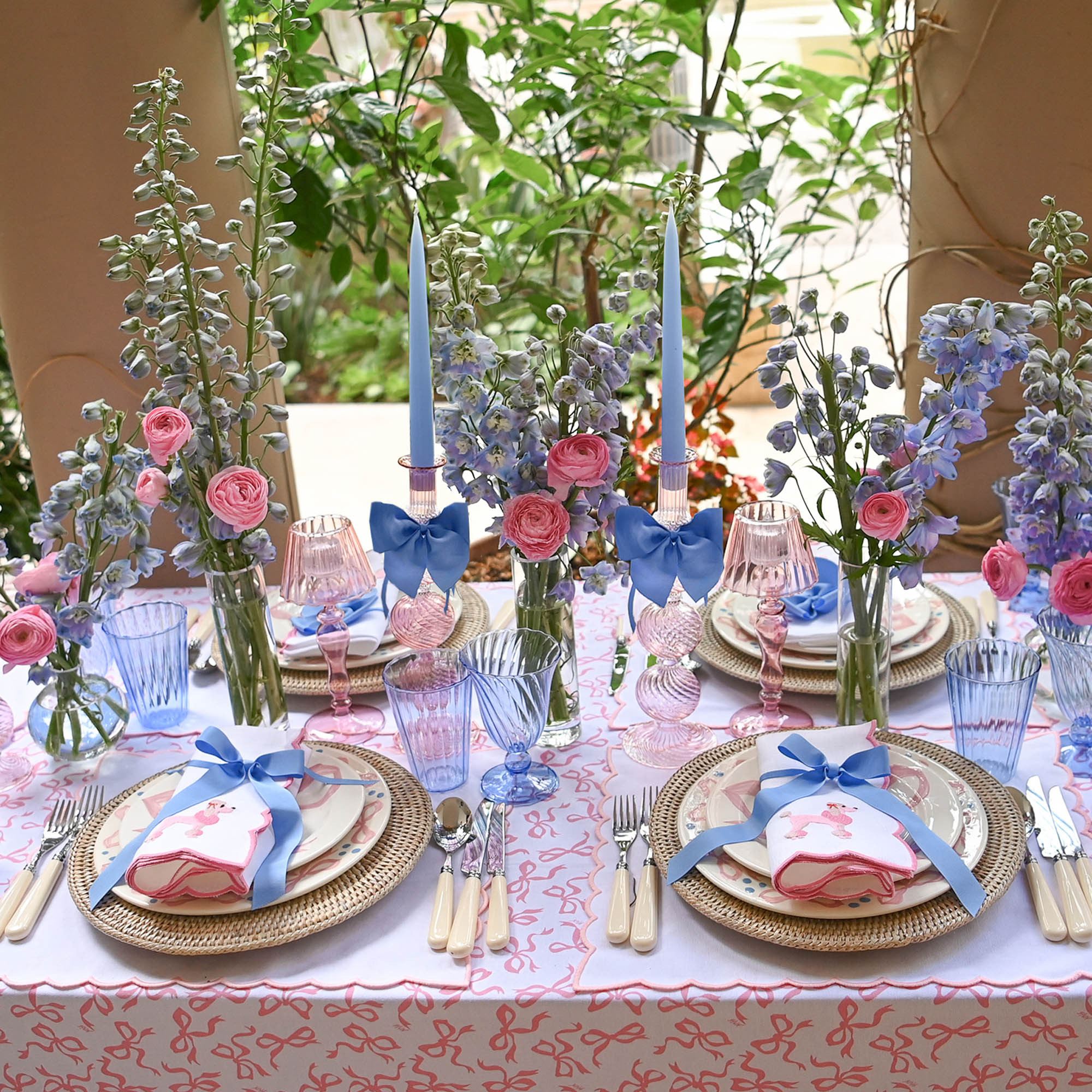 Pink Glass Lantern Tea Light Holder (Pair) - 24cm