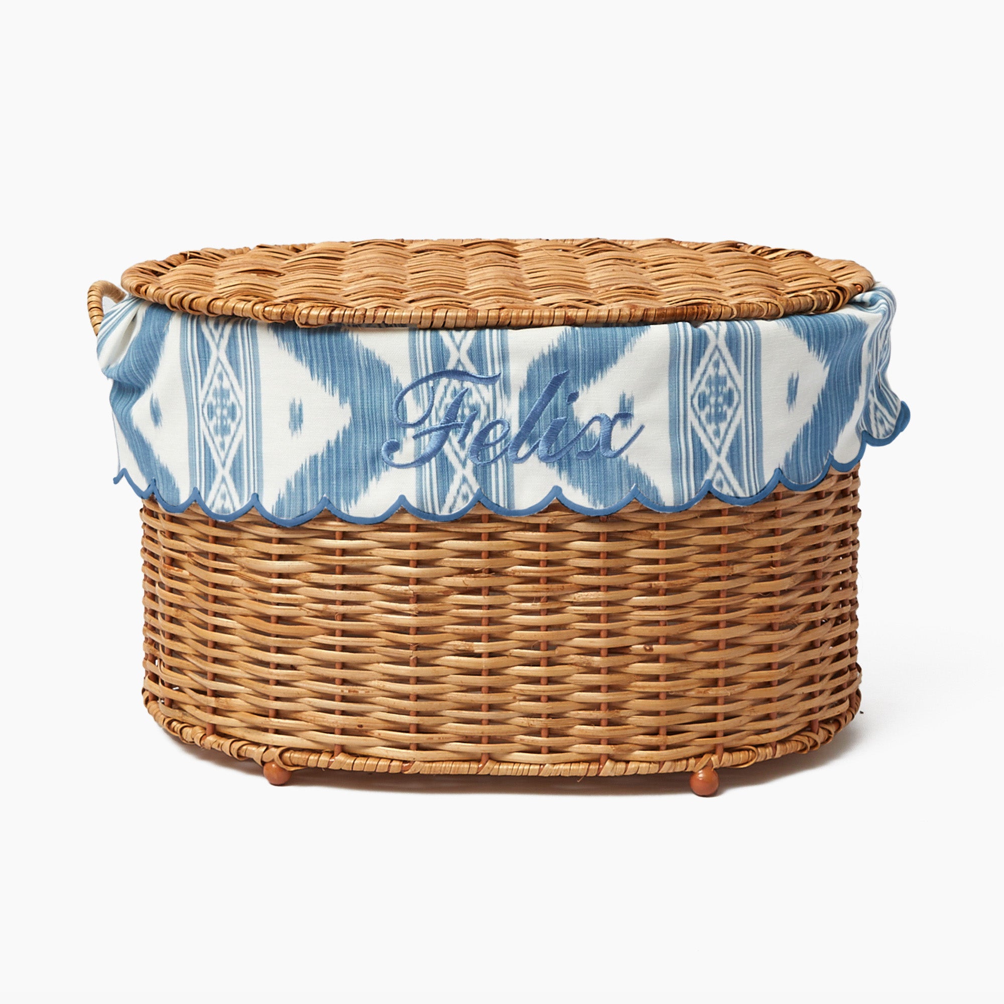 Isabella Rattan Basket with Ikat Liner (Small)