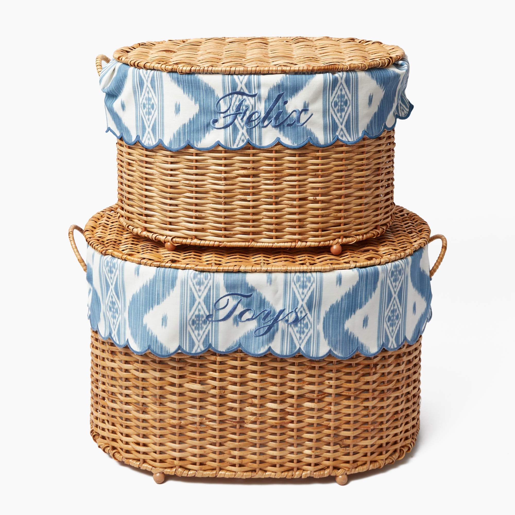 Isabella Rattan Basket with Ikat Liner (Medium)
