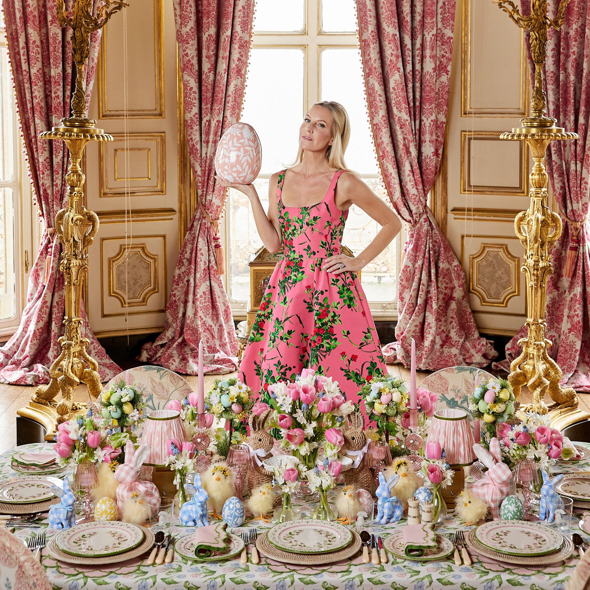 Lily Pink & Green Placemats & Napkins (Set of 4)