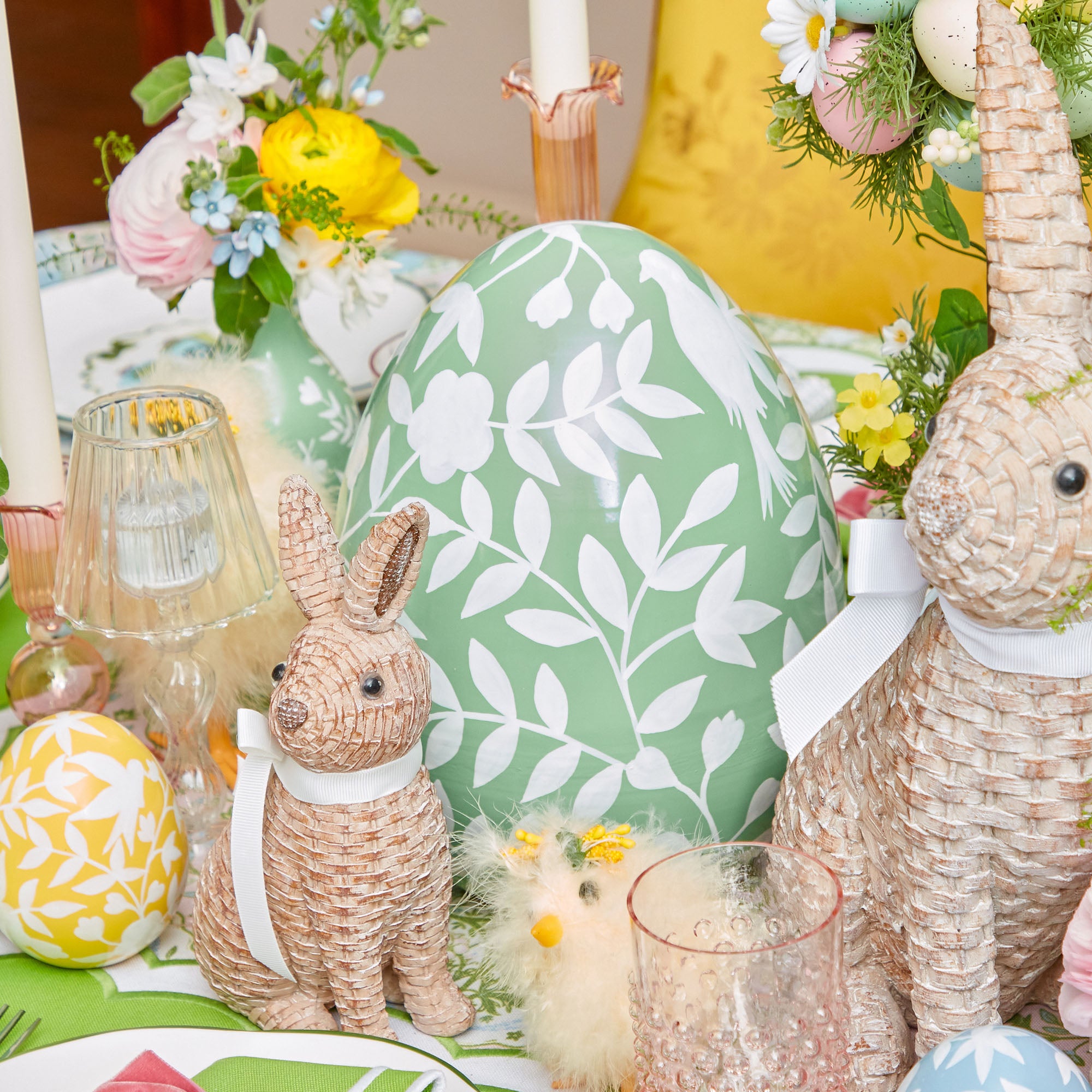 Large Green Floral Tole Egg