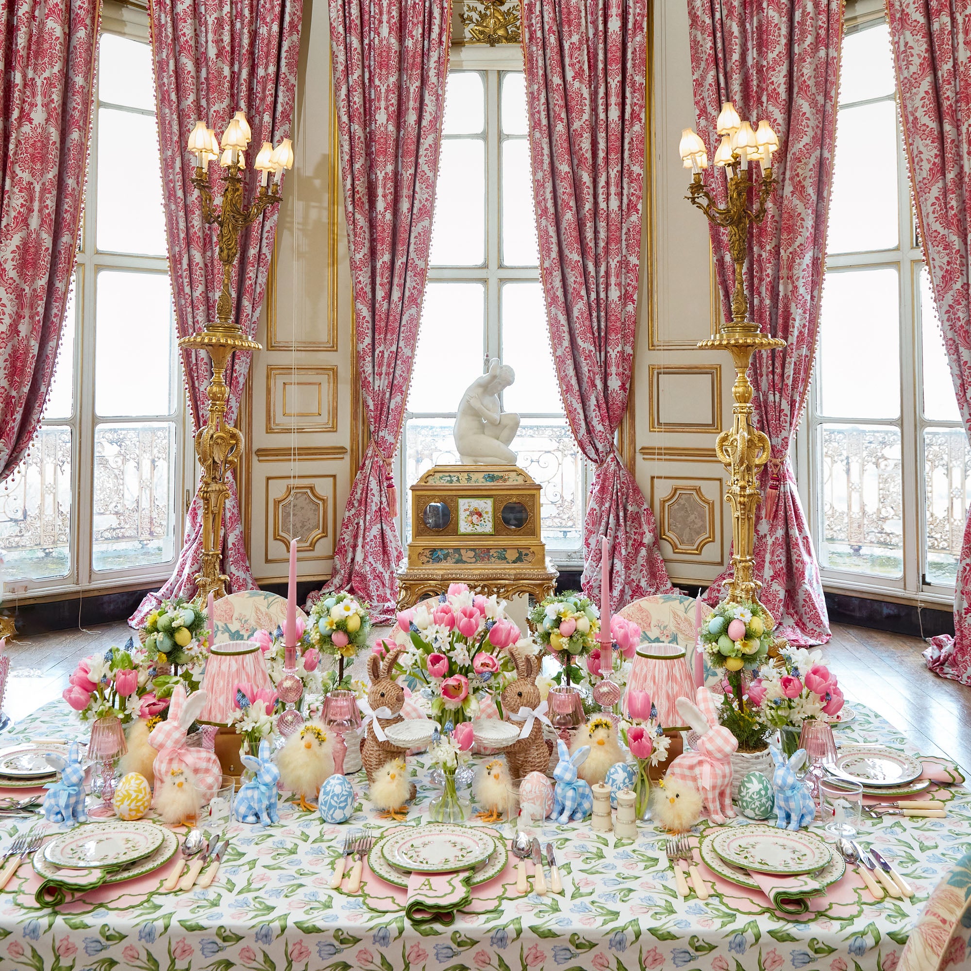 Lily Pink & Green Placemats & Napkins (Set of 4)