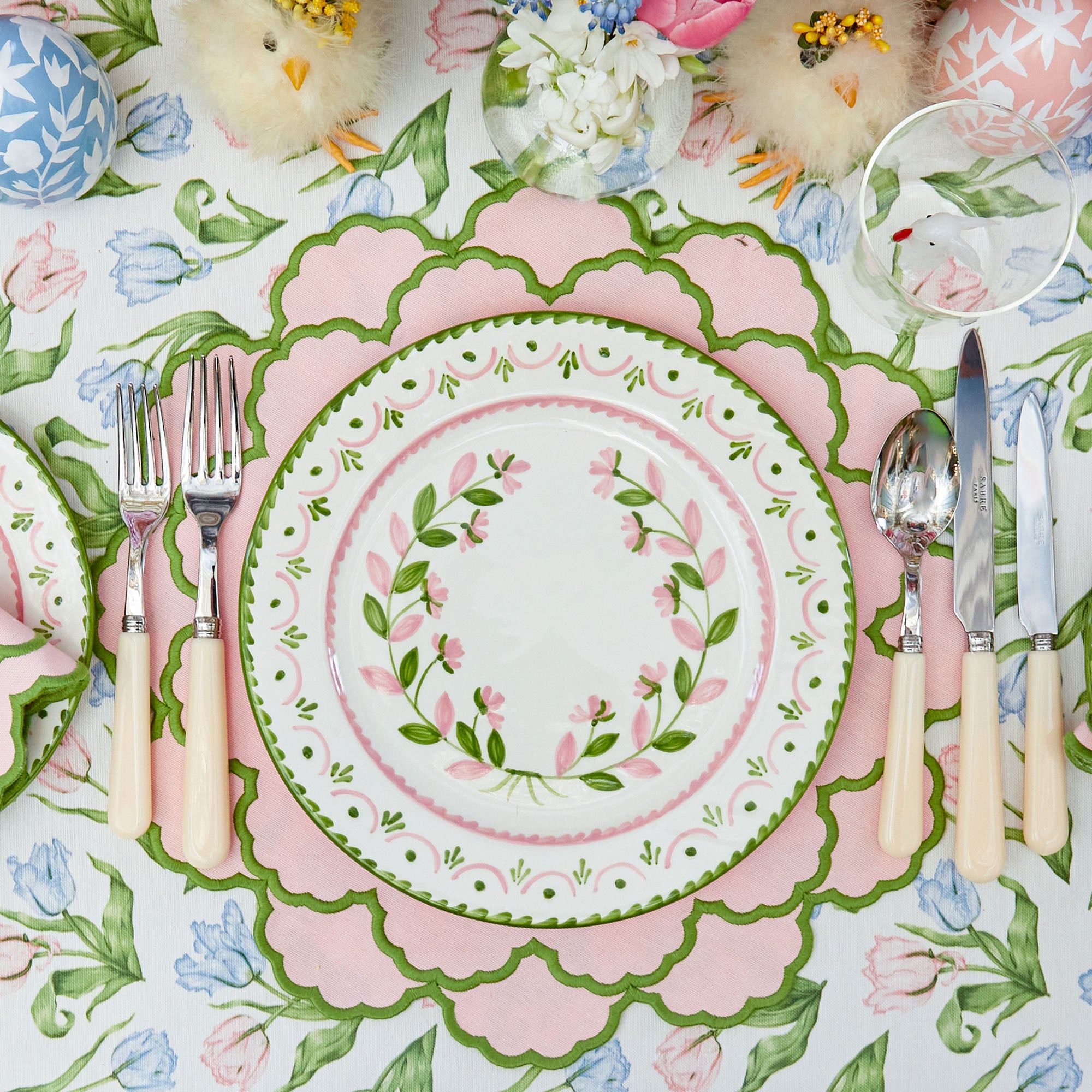 Lily Pink & Green Placemats & Napkins (Set of 4)