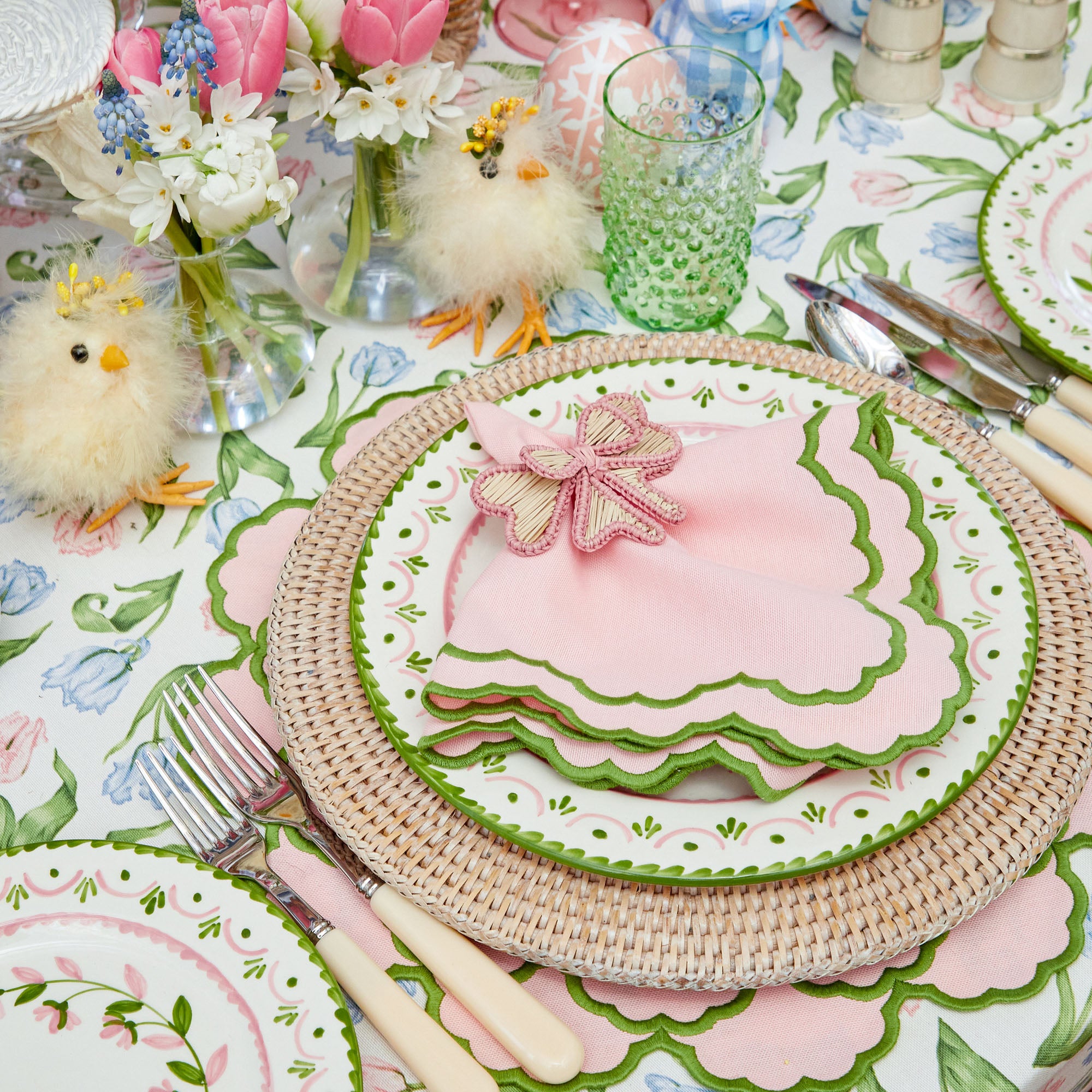 Emerald Hobnail Glasses (Set of 6)