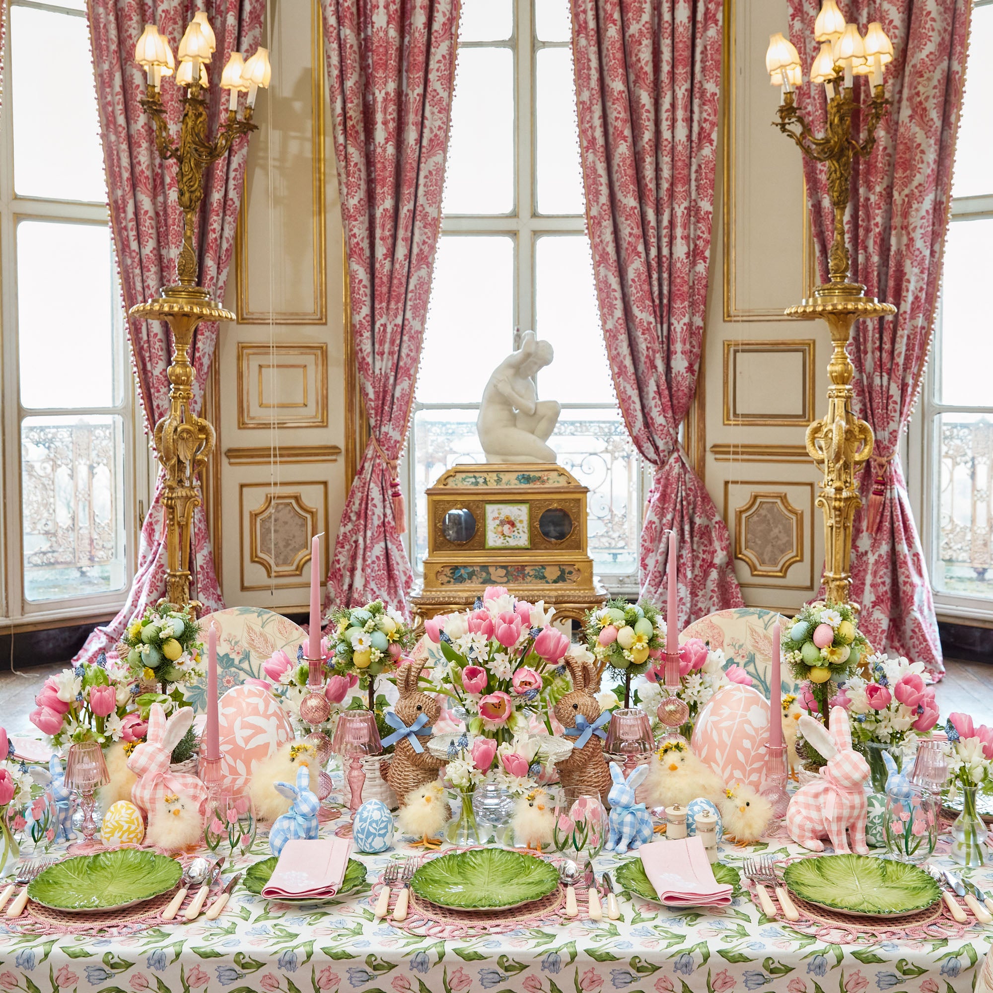 Large Pink Floral Tole Egg