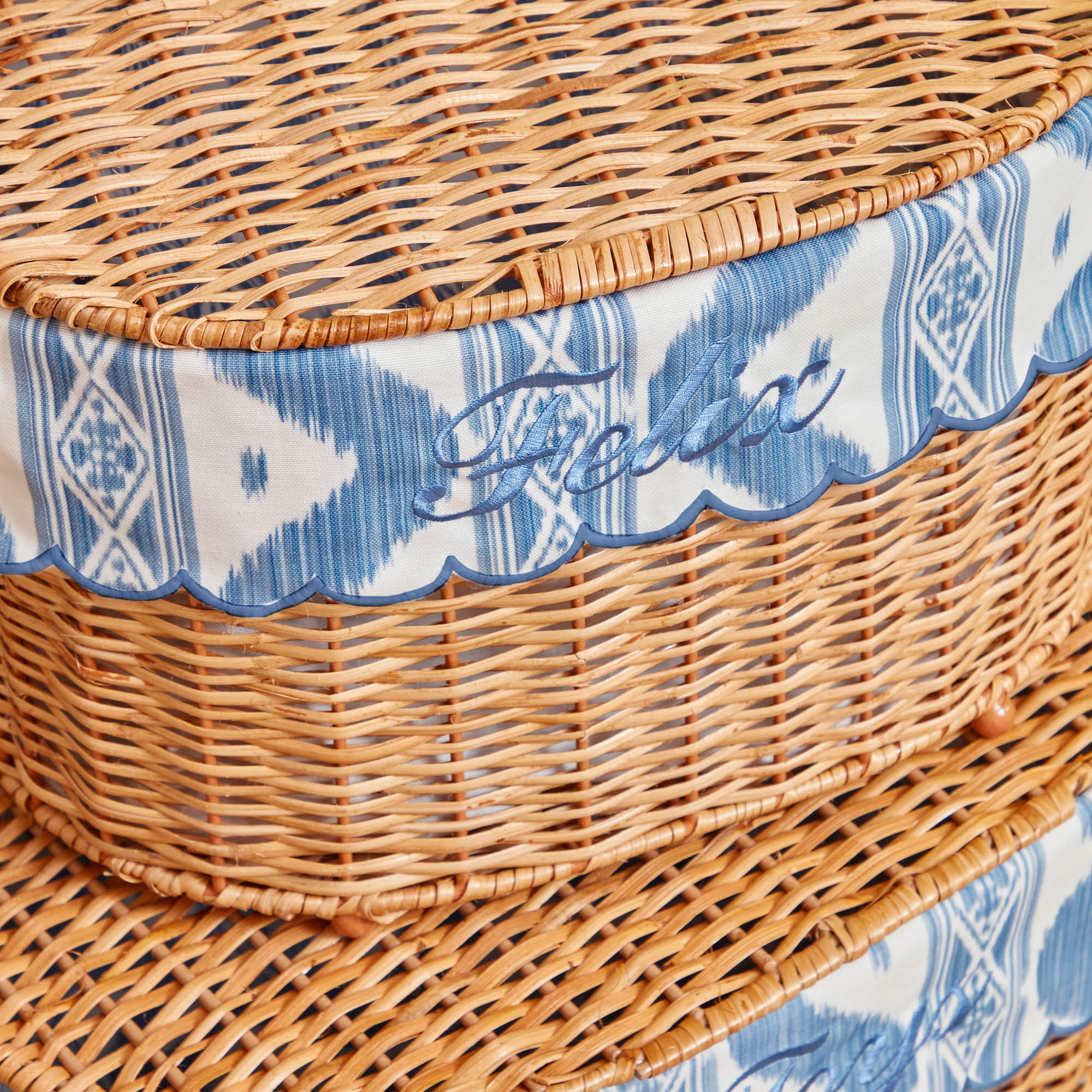 Isabella Rattan Basket with Ikat Liner (Small)