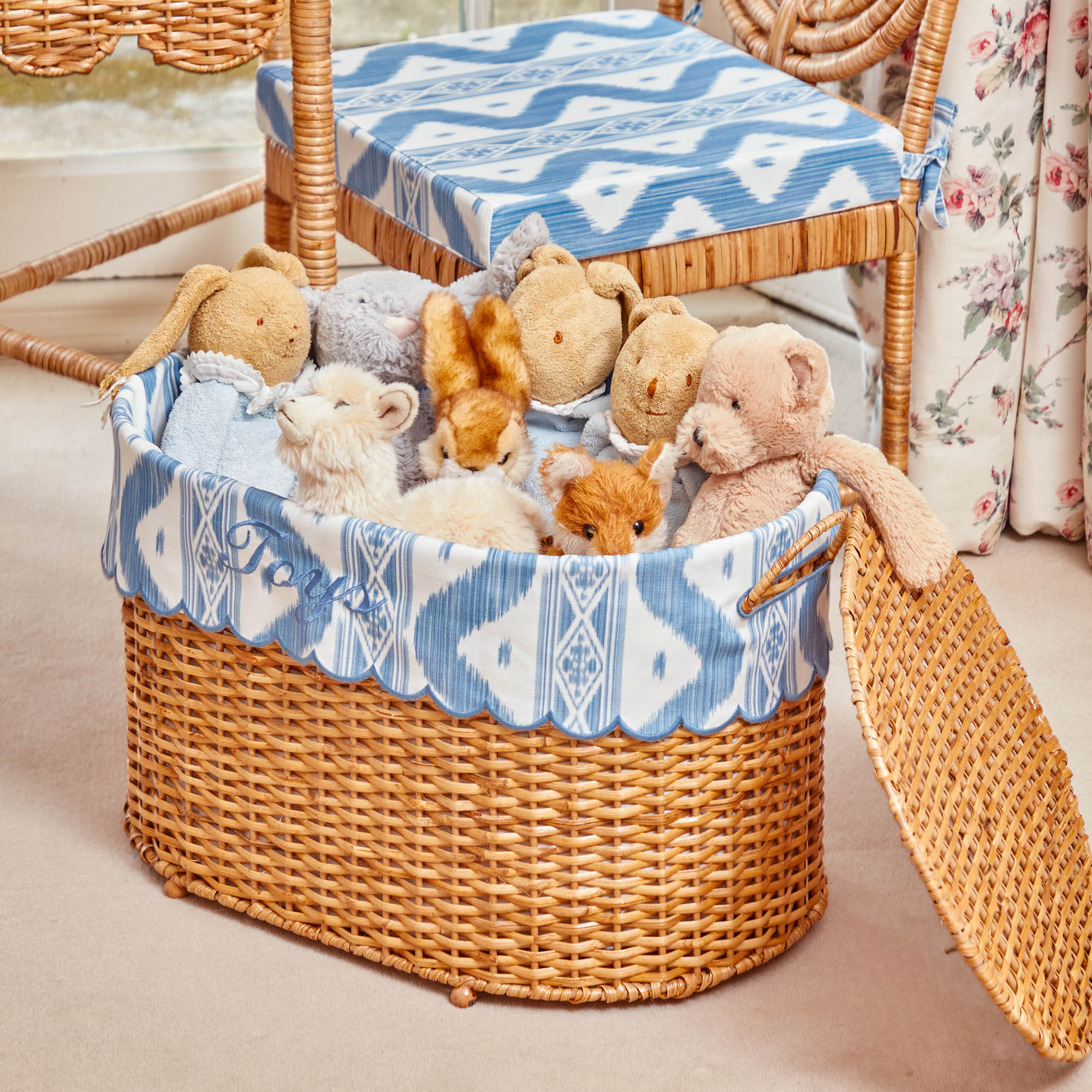 Isabella Rattan Basket with Ikat Liner (Medium)