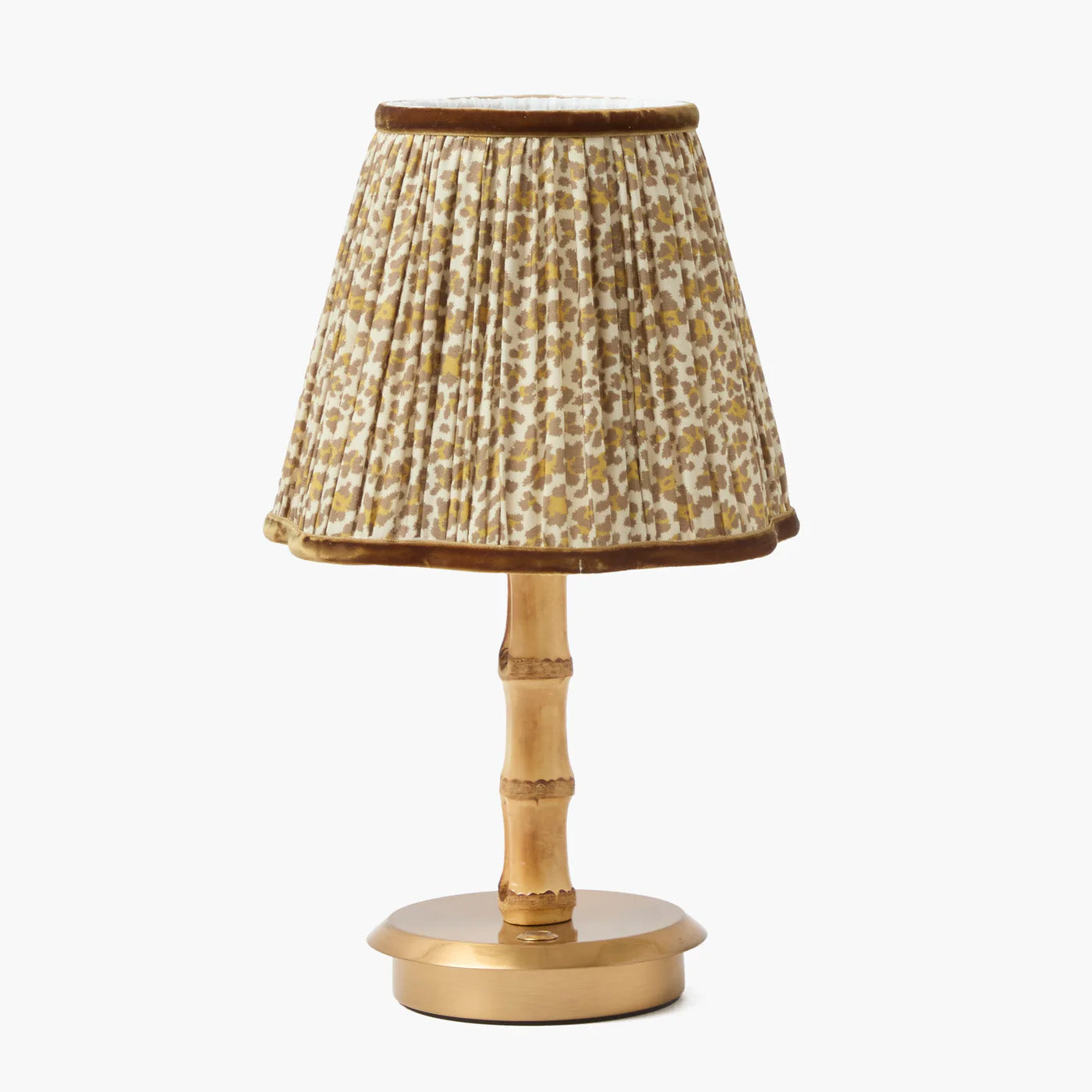 Short Bamboo Rechargeable Lamp with Leopard Shade (18cm)