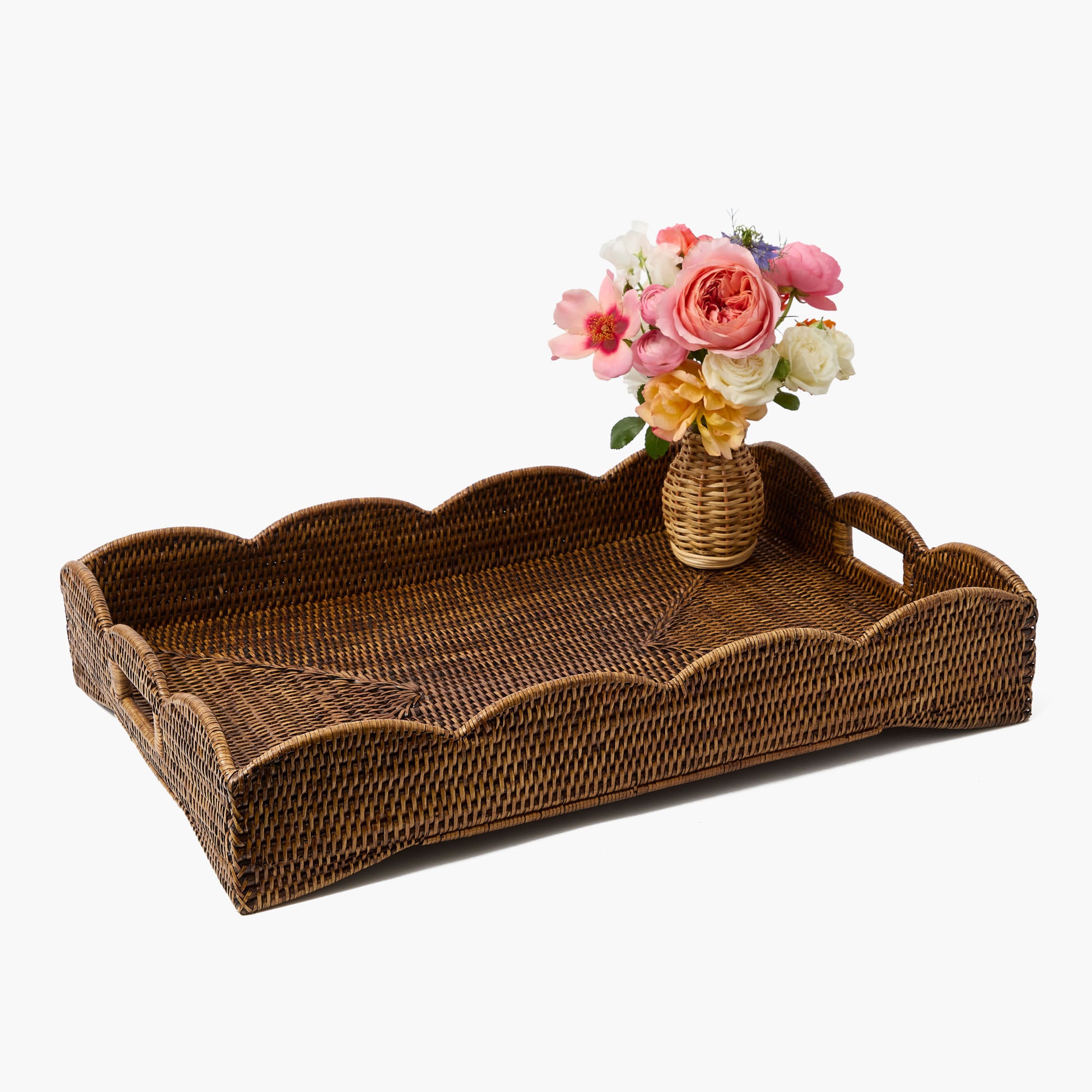 Dark Brown Rattan Butlers Tray