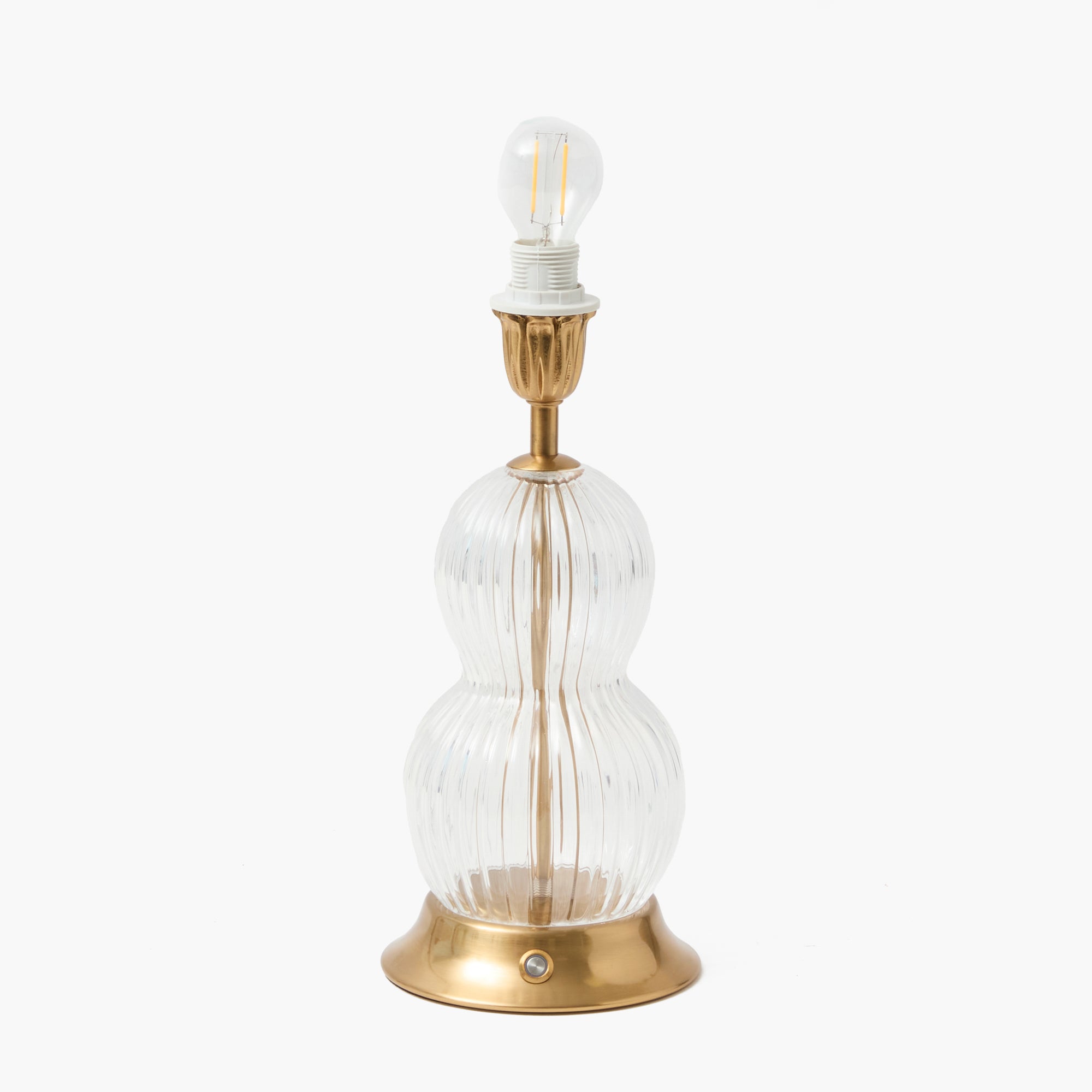 Glass Bardot Rechargeable Lamp with Putty Lotus Ruffle Shade (18cm)