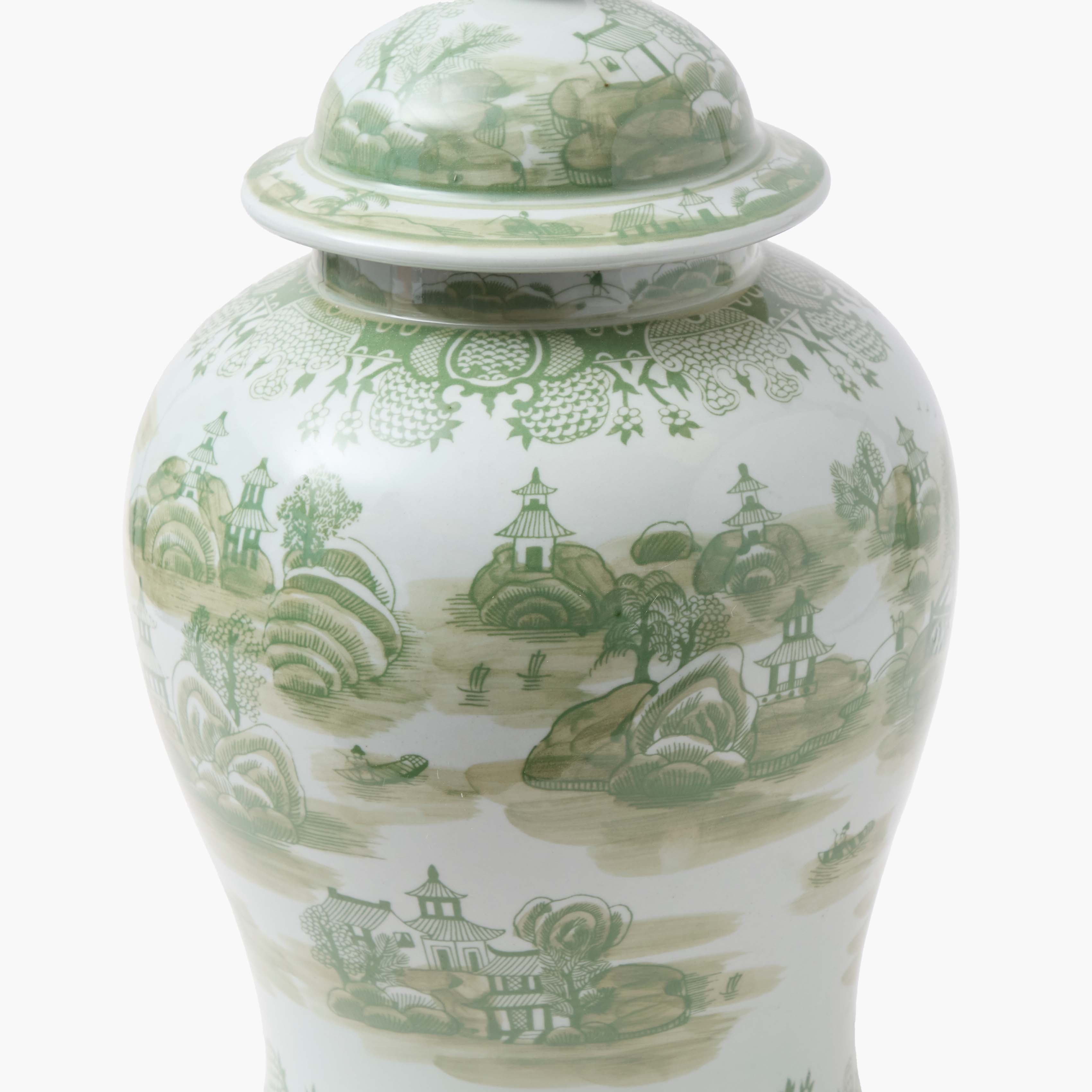 Medium Green Chinoiserie Ginger Jar