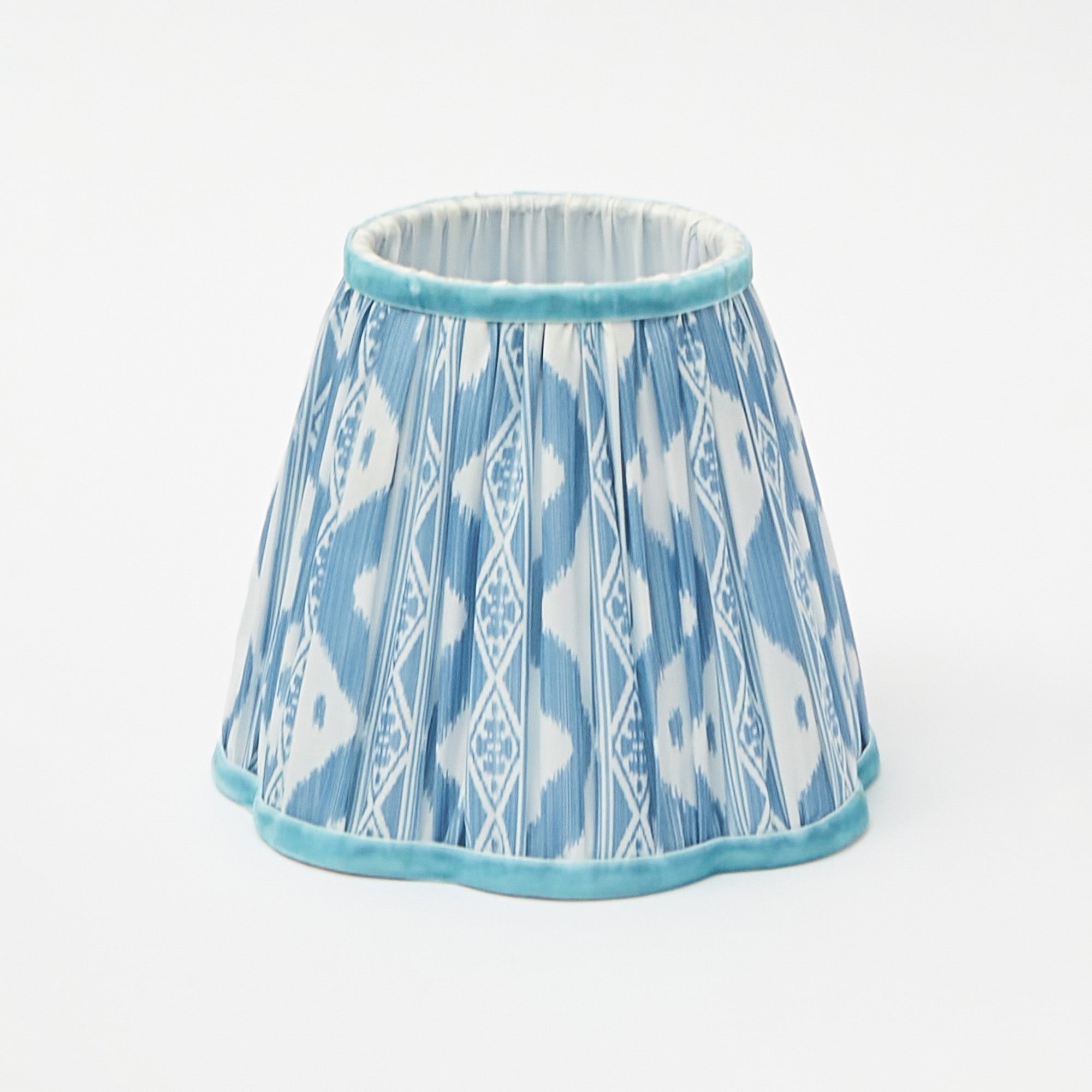 Square Rechargeable Lamp with Blue Ikat Shade (18cm)