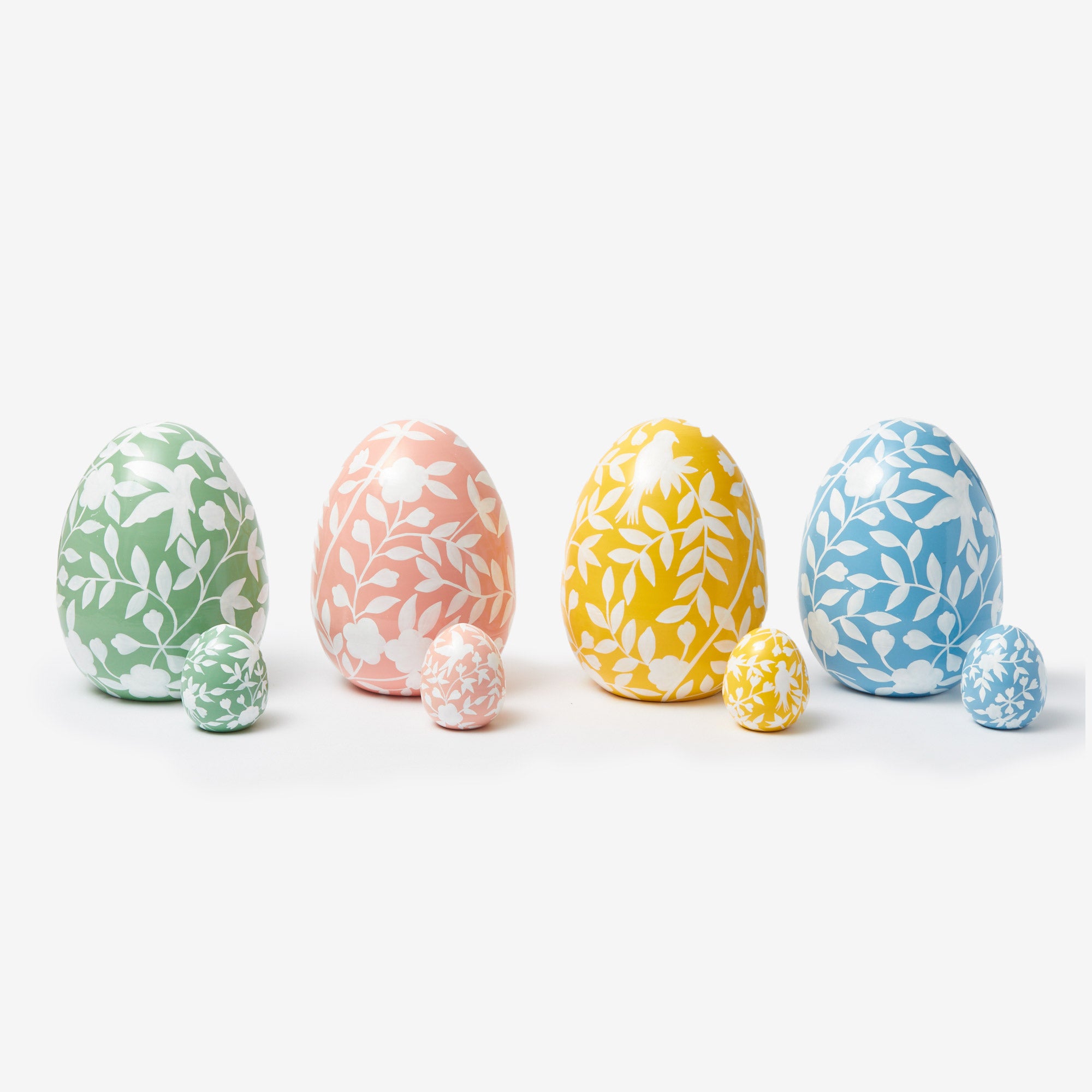 Large Blue Floral Tole Egg