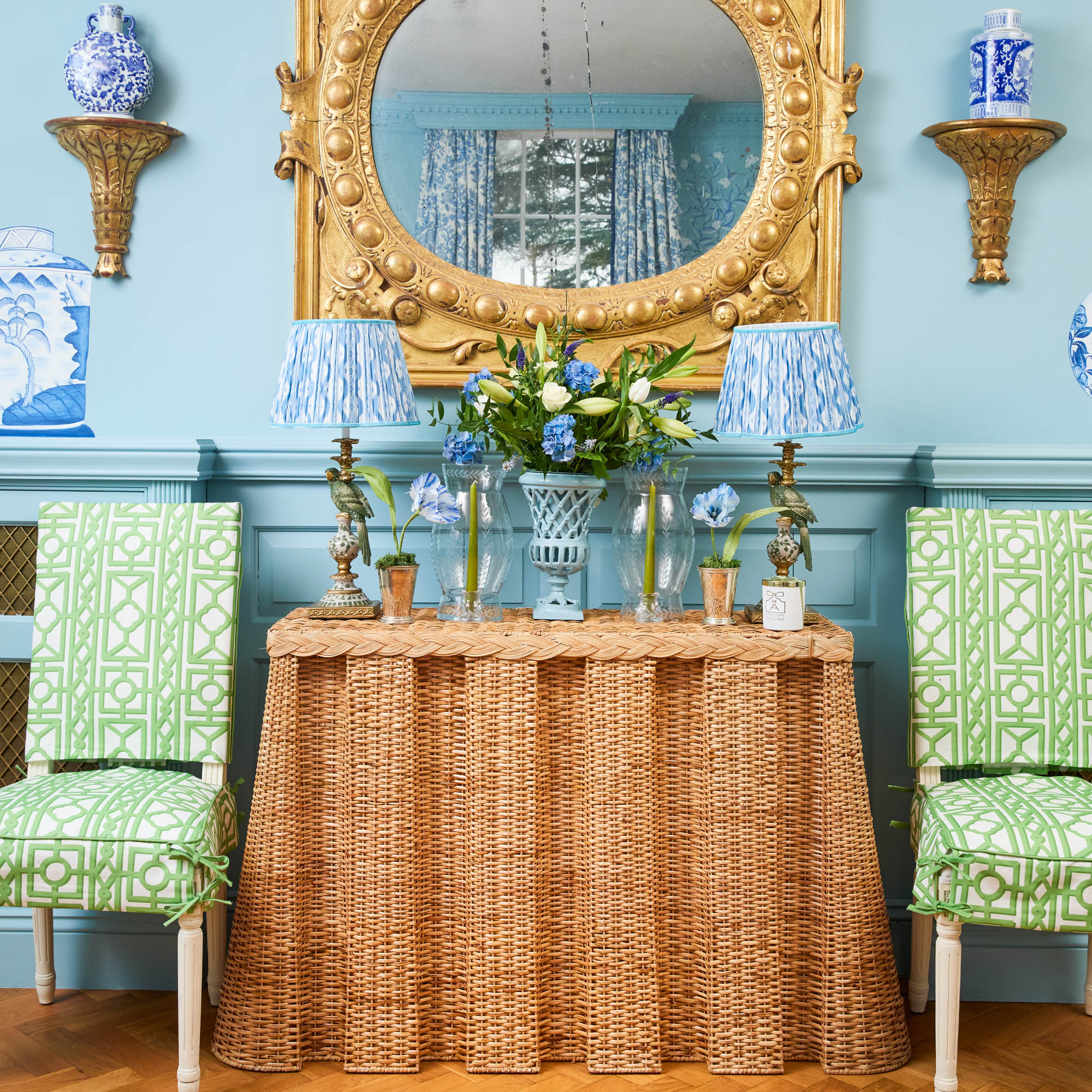 Bettina Box Pleated Rattan Console Table
