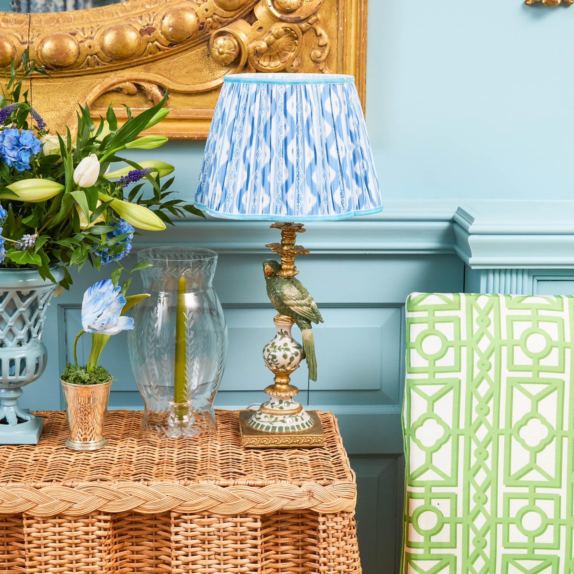 Bettina Box Pleated Rattan Console Table