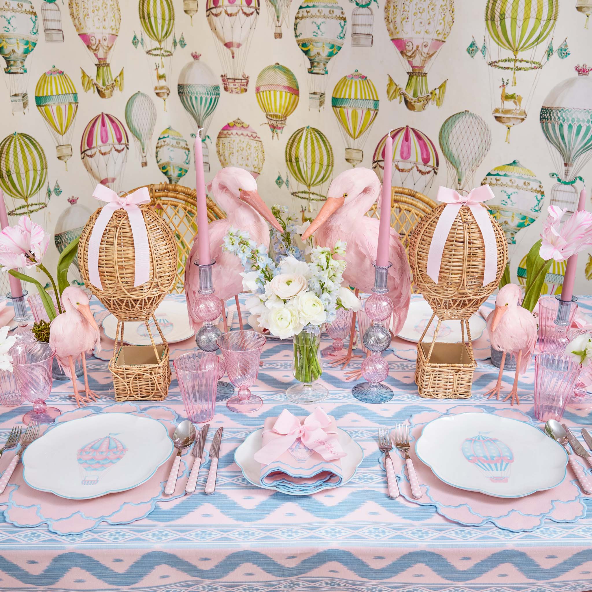 Camille Pink & Blue Candle Holder (Pair)