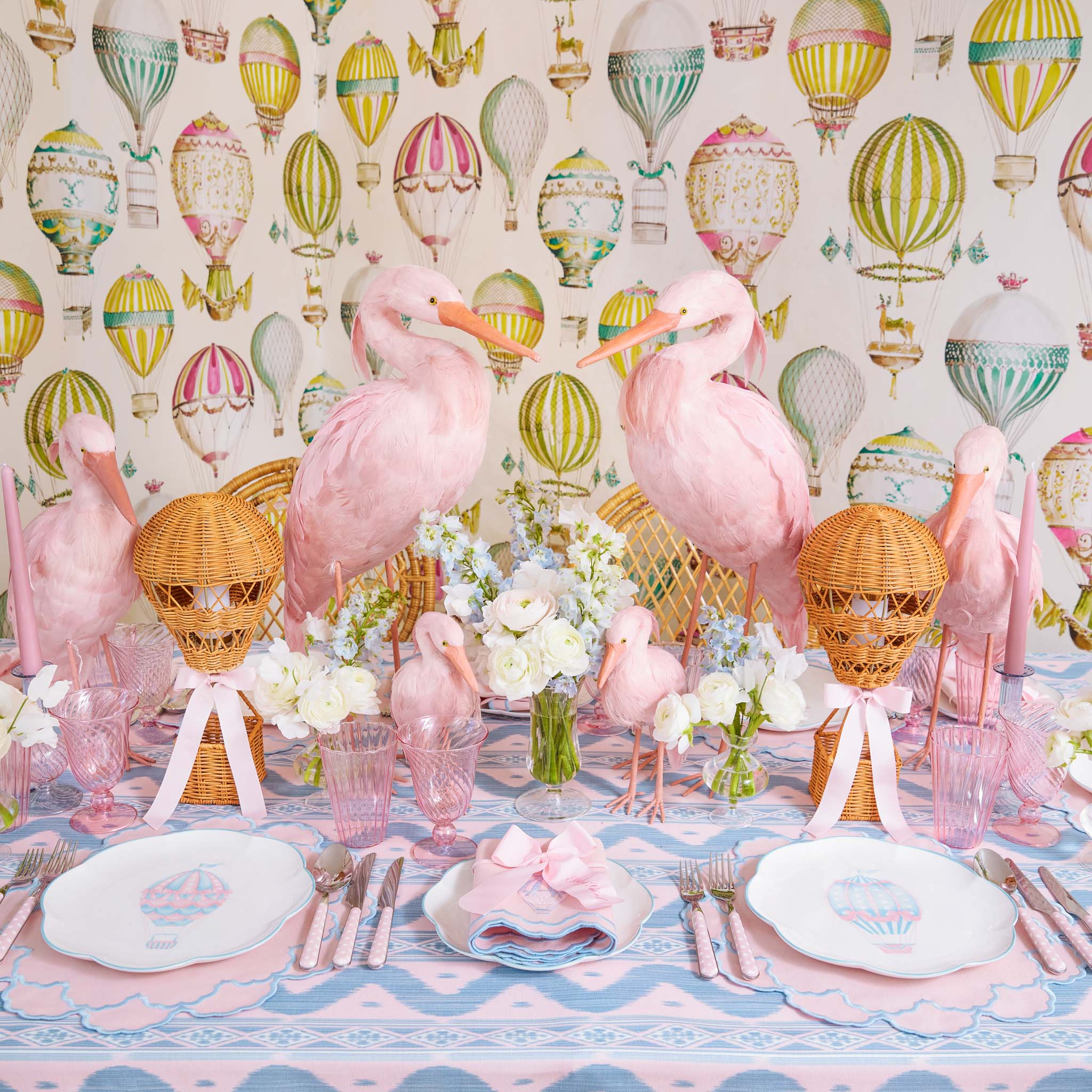 Hot Air Balloon Rechargeable Lamp with Pink Bow