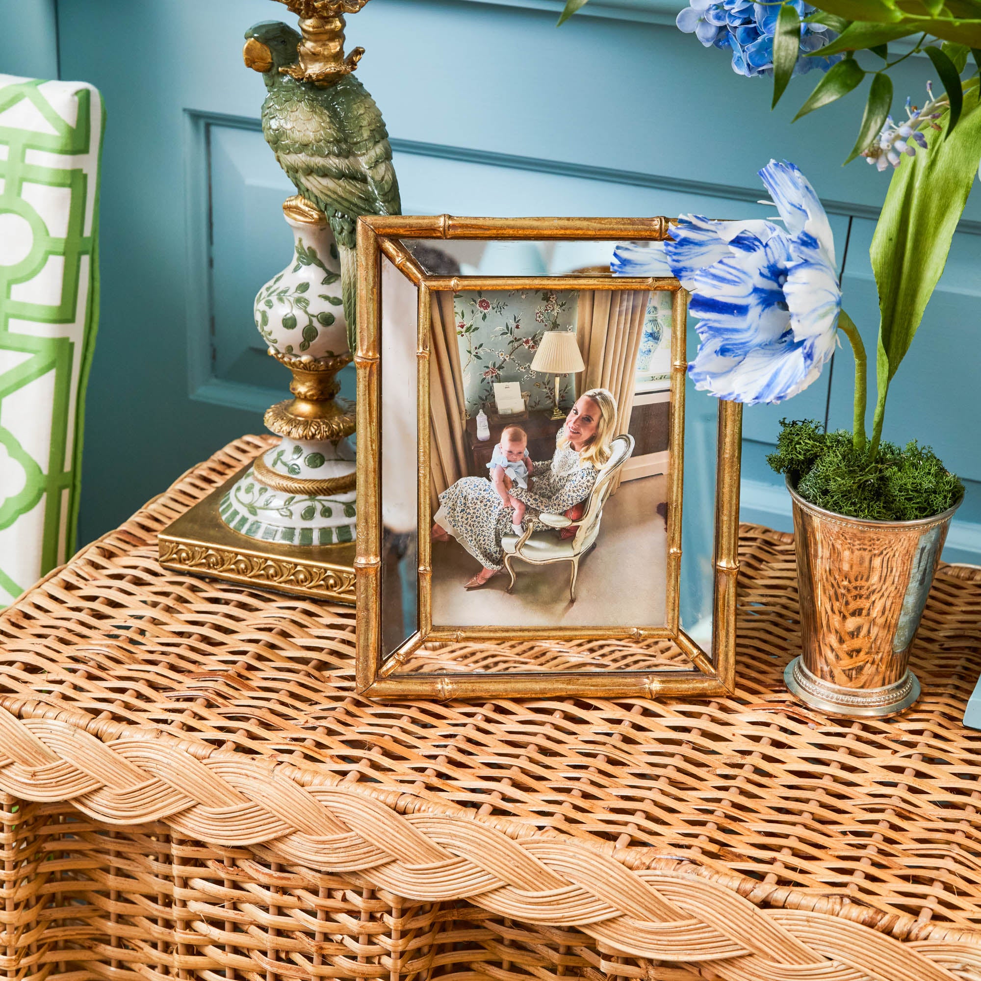 Bettina Box Pleated Rattan Console Table
