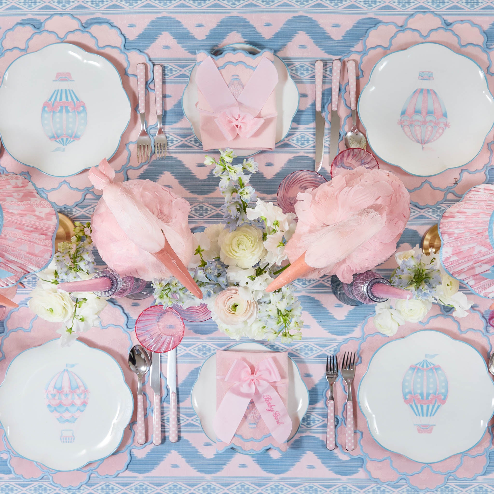 Pink & Blue Ikat Tablecloth