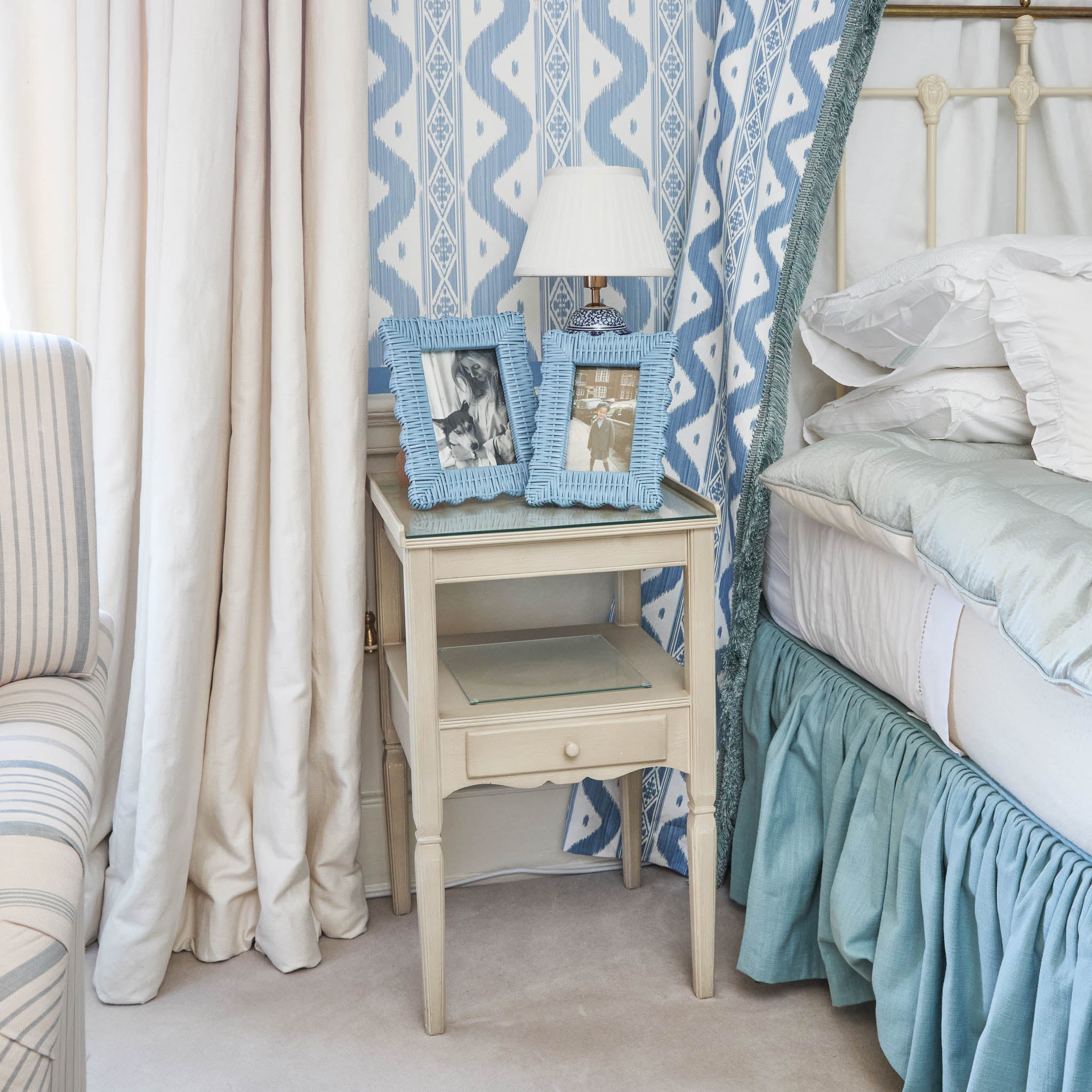 Blue Wicker Photo Frames (Set of 2)