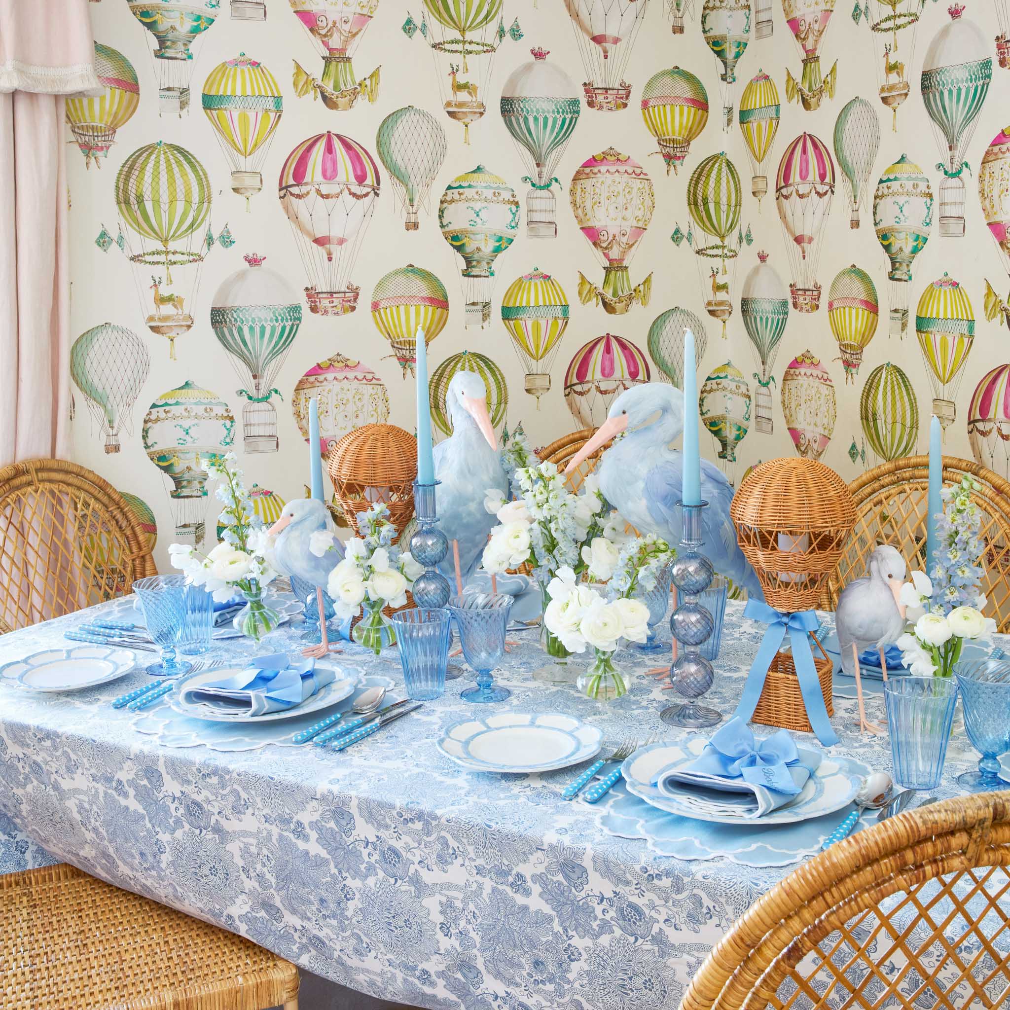 Blue Saskia Stork (Pair) - 25cm