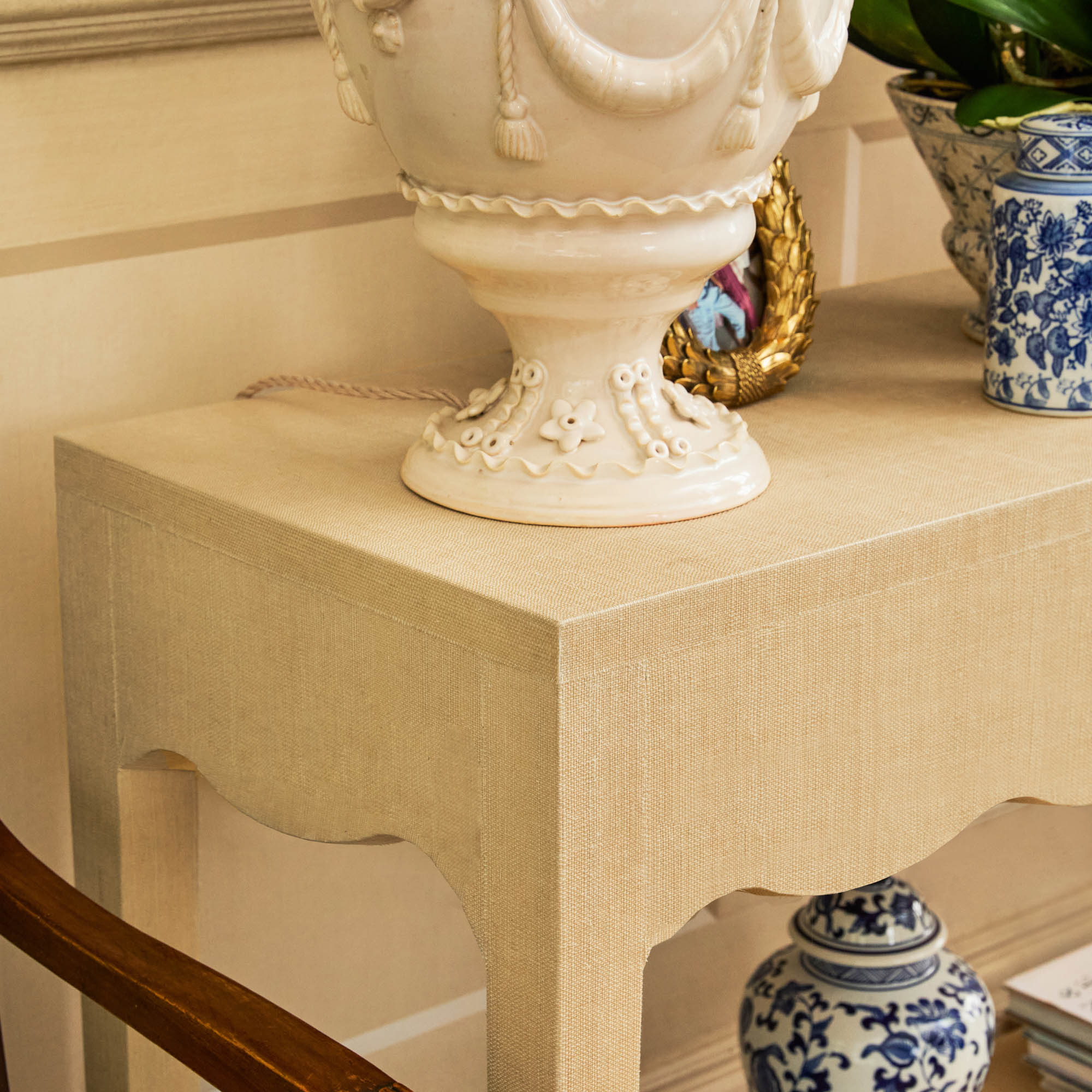 Grasscloth Console Table