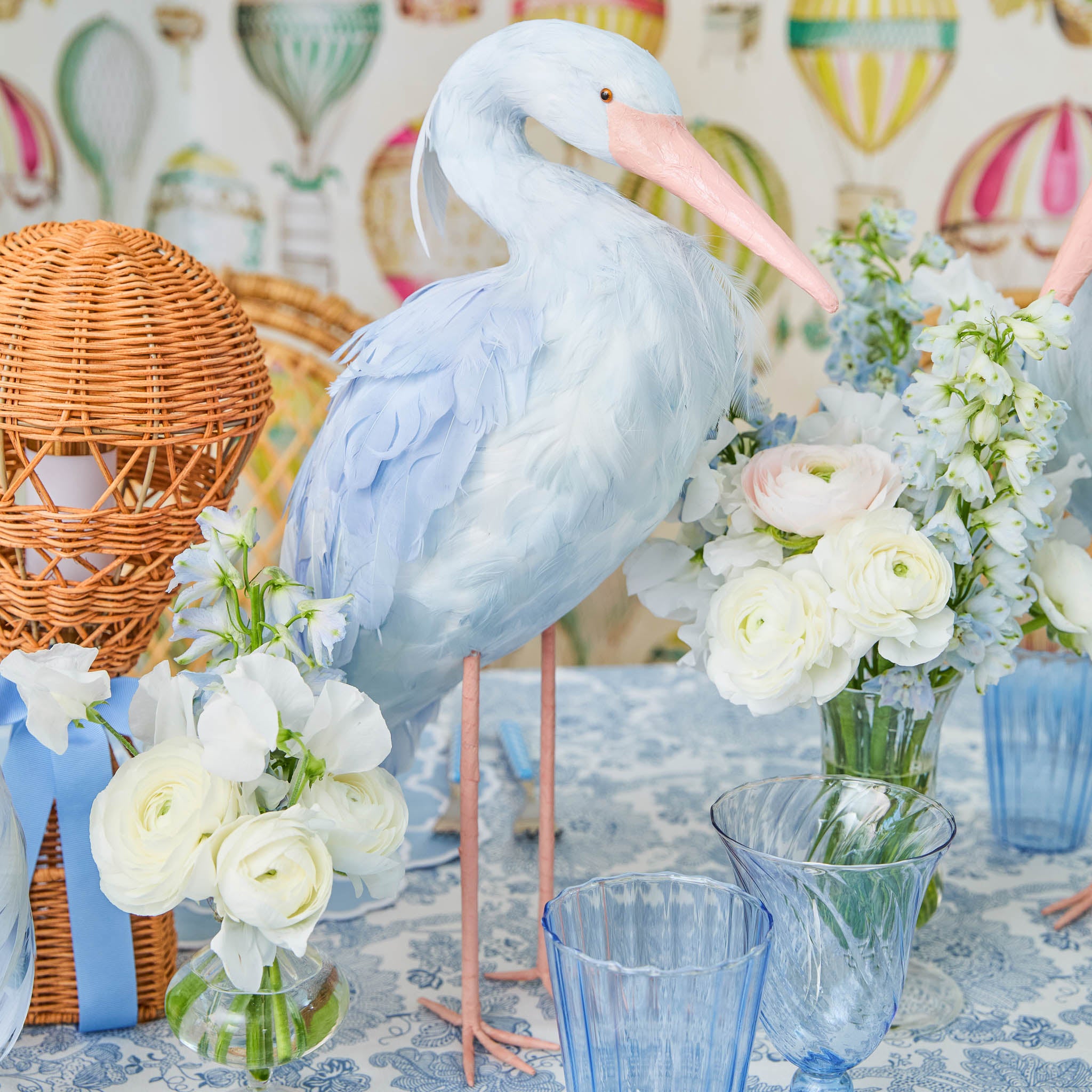 Blue Saskia Stork (Pair) - 44cm