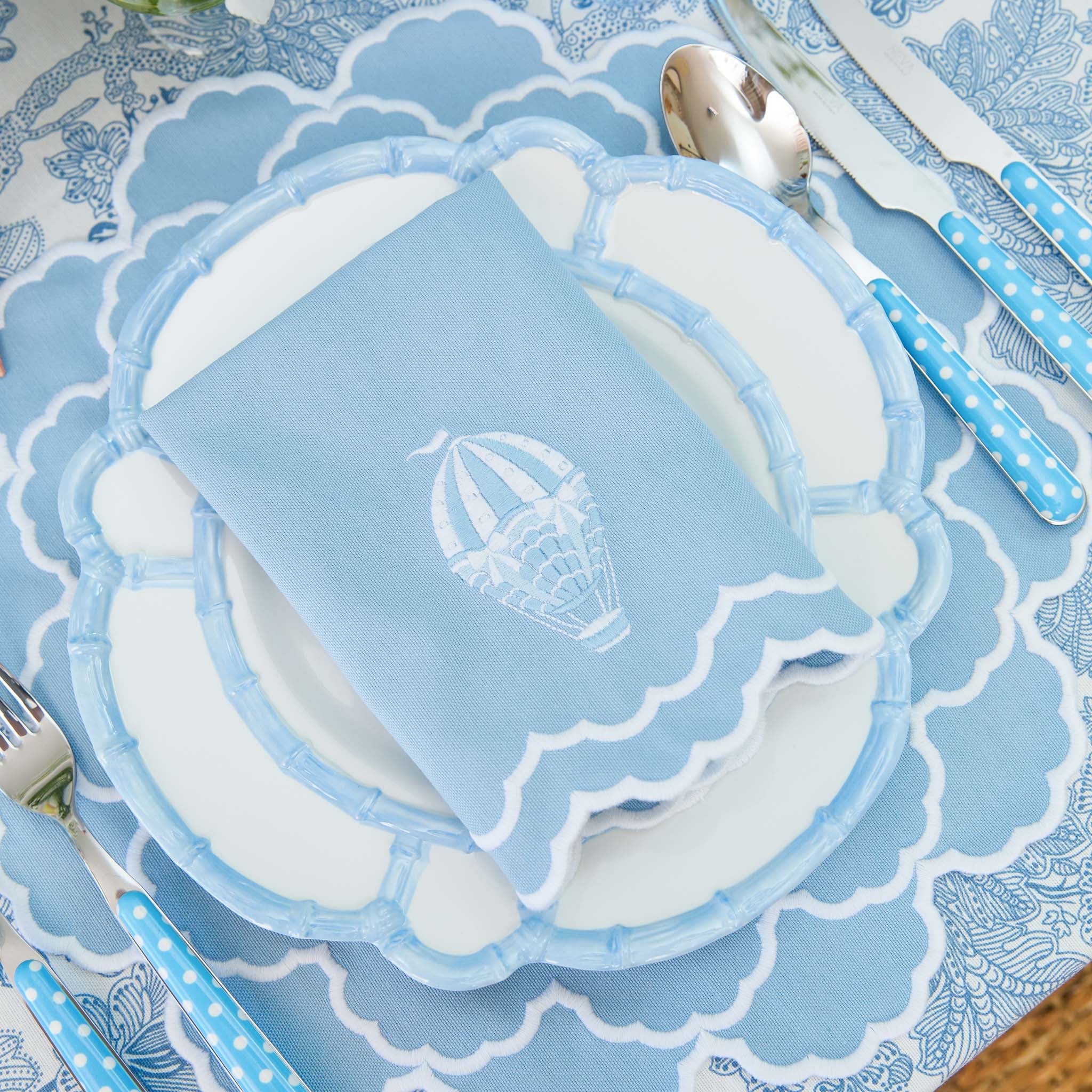 Nikki Blue Placemats & Hot Air Balloon Napkins (Set of 4)