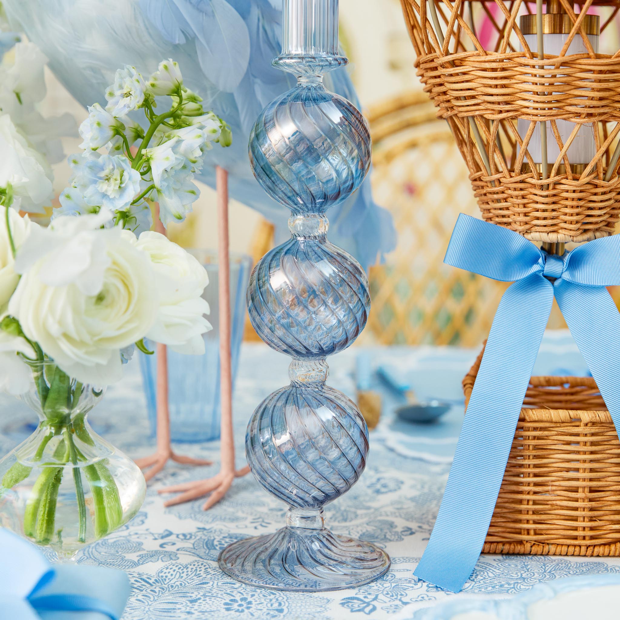 Camille Azure Candle Holder (Pair)