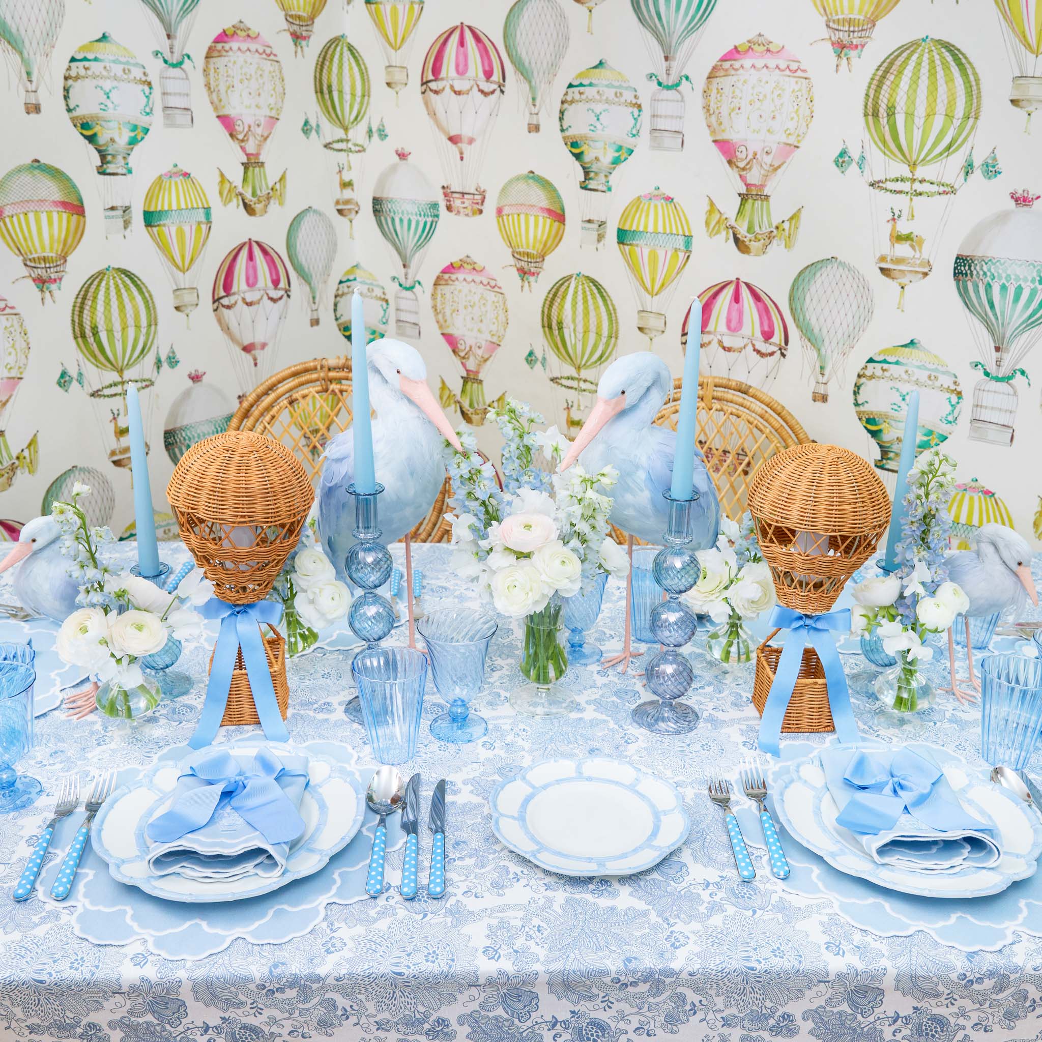 Nikki Blue Placemats & Hot Air Balloon Napkins (Set of 4)